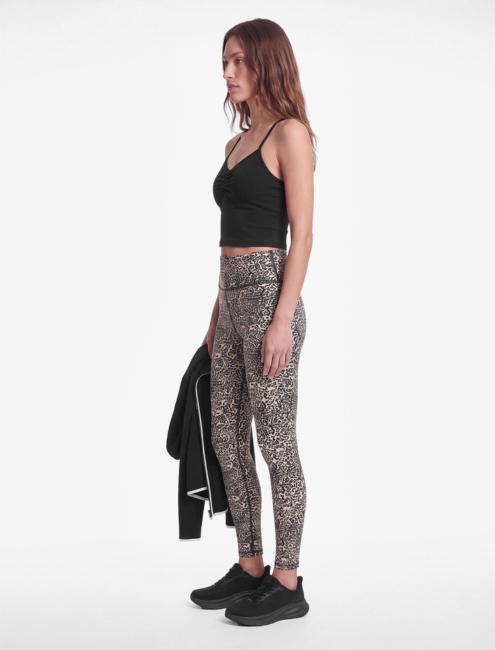  Yüksek Bel Slim Fit Leopar Desenli Spor Tayt