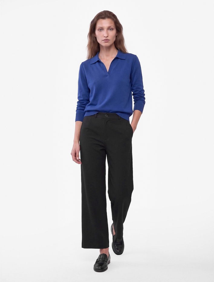  Normal Bel Yan Cepli Düğmeli Straight Fit Kumaş Pantolon