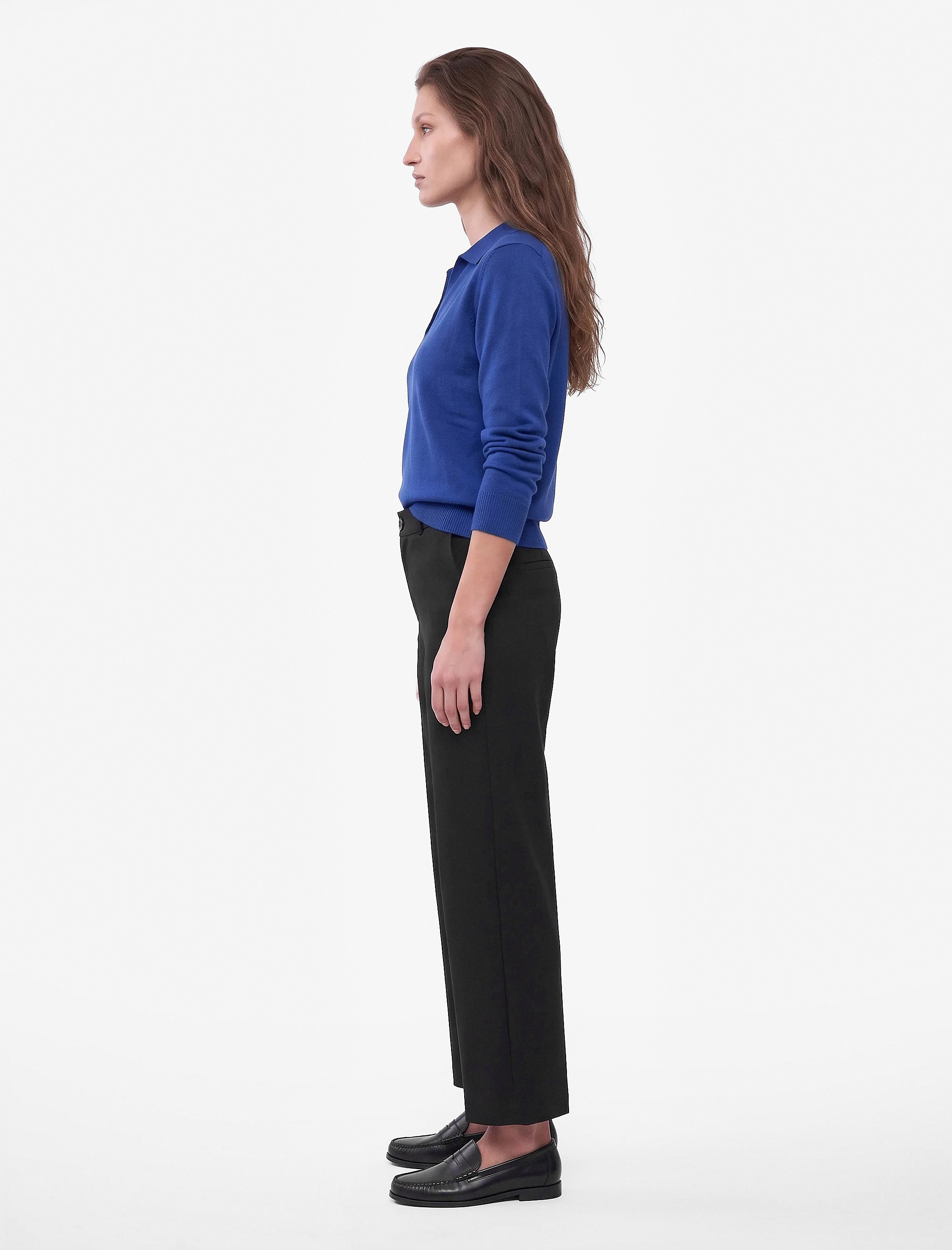   Normal Bel Yan Cepli Düğmeli Straight Fit Kumaş Pantolon