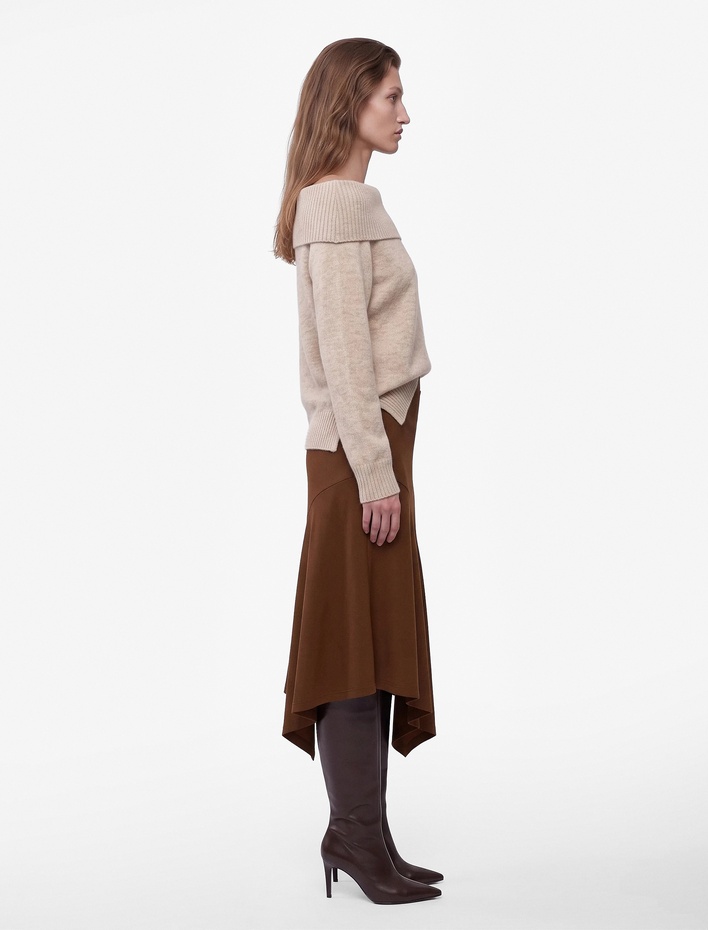  Slim Fit Asimetrik Midi Etek