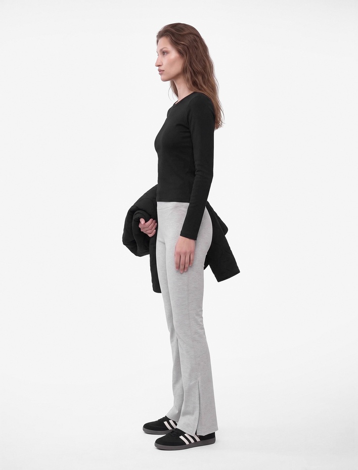  Modal Kumaş Slim Fit İspanyol Paça Yırtmaçlı Tayt