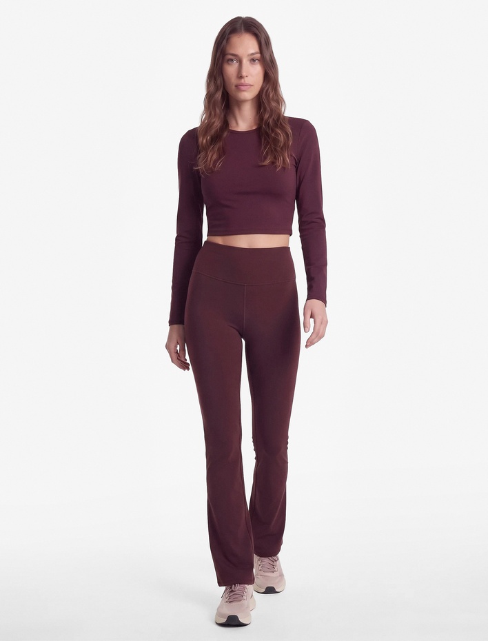  Yüksek Bel Slim Fit İspanyol Paça Spor Tayt