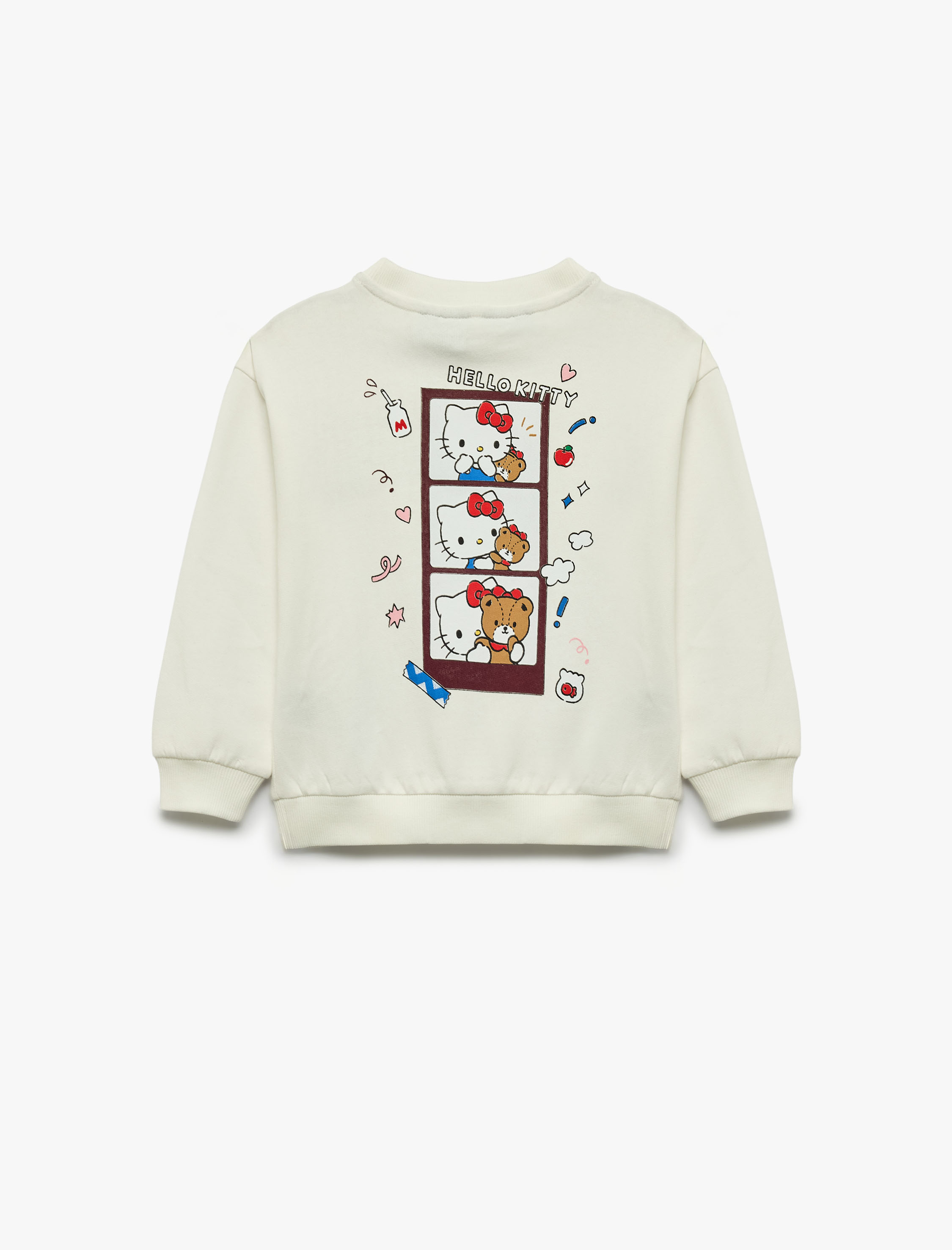 Kız Bebek Hello Kitty Baskılı Şardonlu Pamuklu Bisiklet Yaka Uzun Kollu Lisanslı Sweatshirt