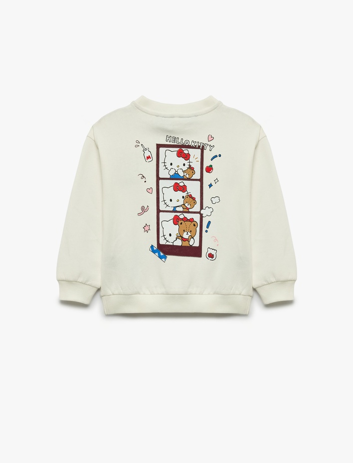 Kız Bebek Hello Kitty Baskılı Şardonlu Pamuklu Bisiklet Yaka Uzun Kollu Lisanslı Sweatshirt