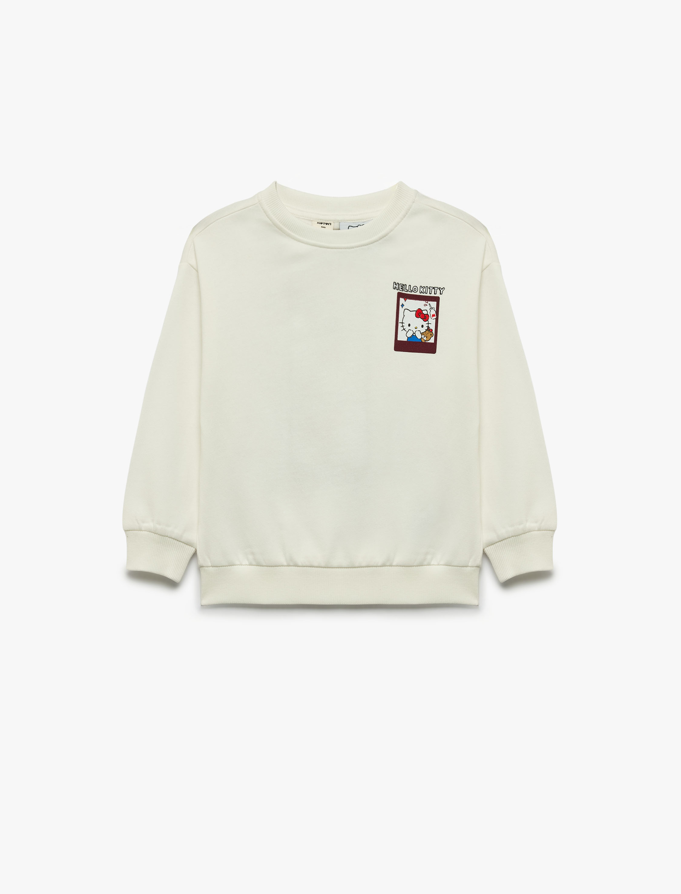  Kız Bebek Hello Kitty Baskılı Şardonlu Pamuklu Bisiklet Yaka Uzun Kollu Lisanslı Sweatshirt