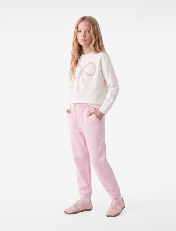Kız Çocuk Şardonlu Cepli Basic Jogger Eşofman Altı