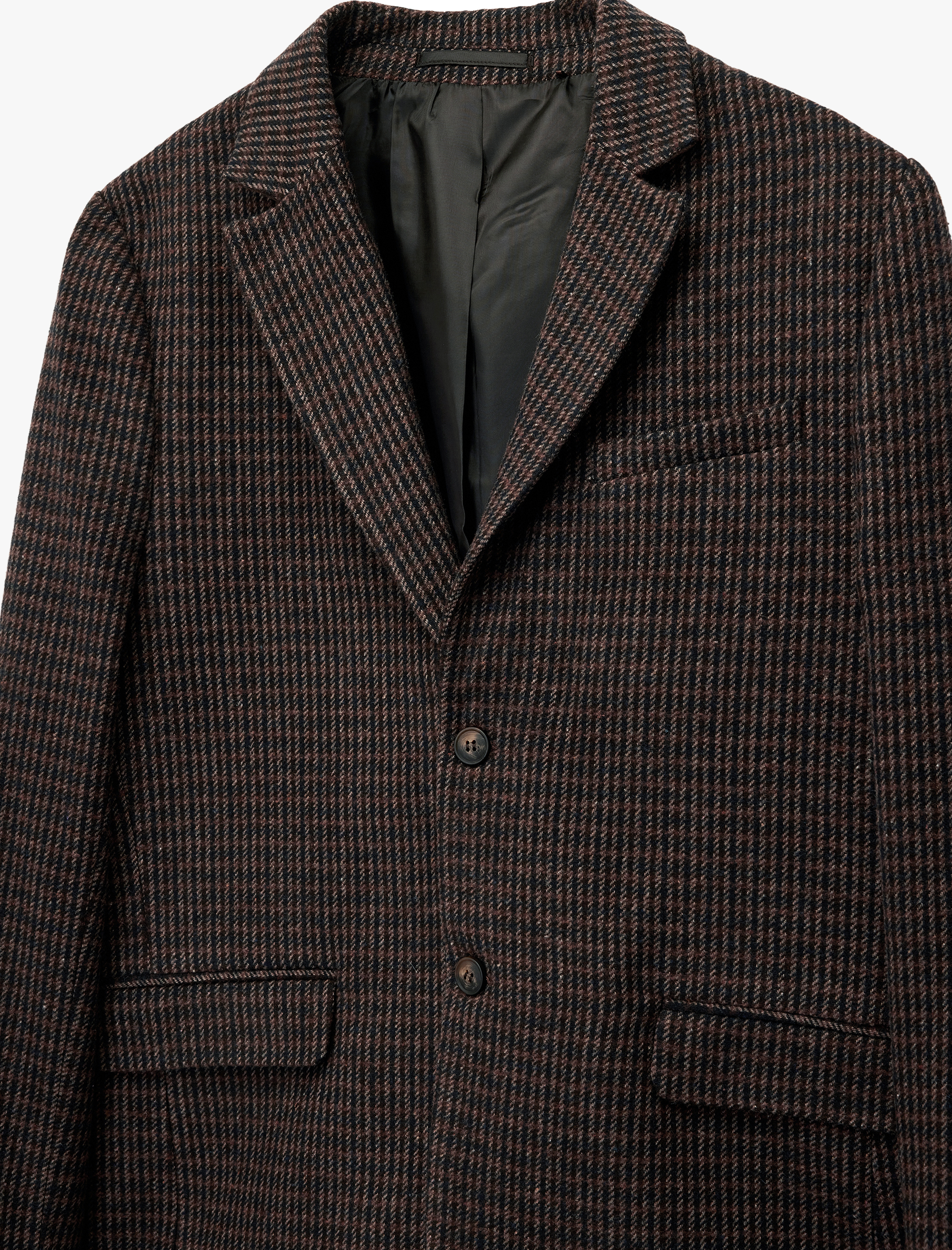   Uzun Kollu Yün Karışımlı Düğmeli Cepli Kruvaze Yaka Blazer Ceket