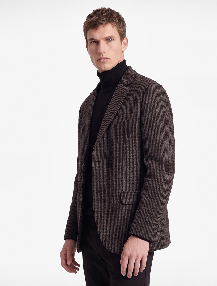  Uzun Kollu Yün Karışımlı Düğmeli Cepli Kruvaze Yaka Blazer Ceket