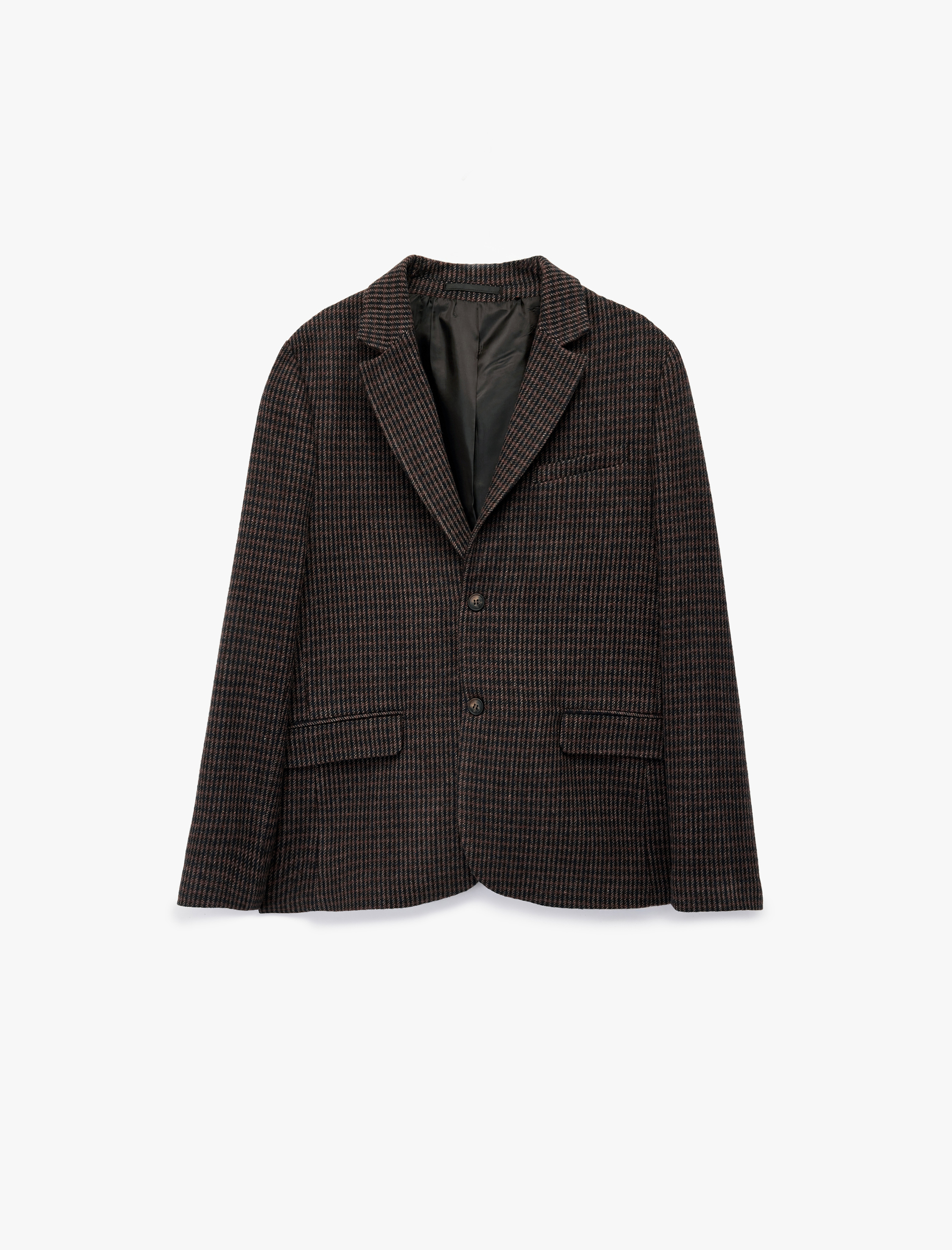   Uzun Kollu Yün Karışımlı Düğmeli Cepli Kruvaze Yaka Blazer Ceket