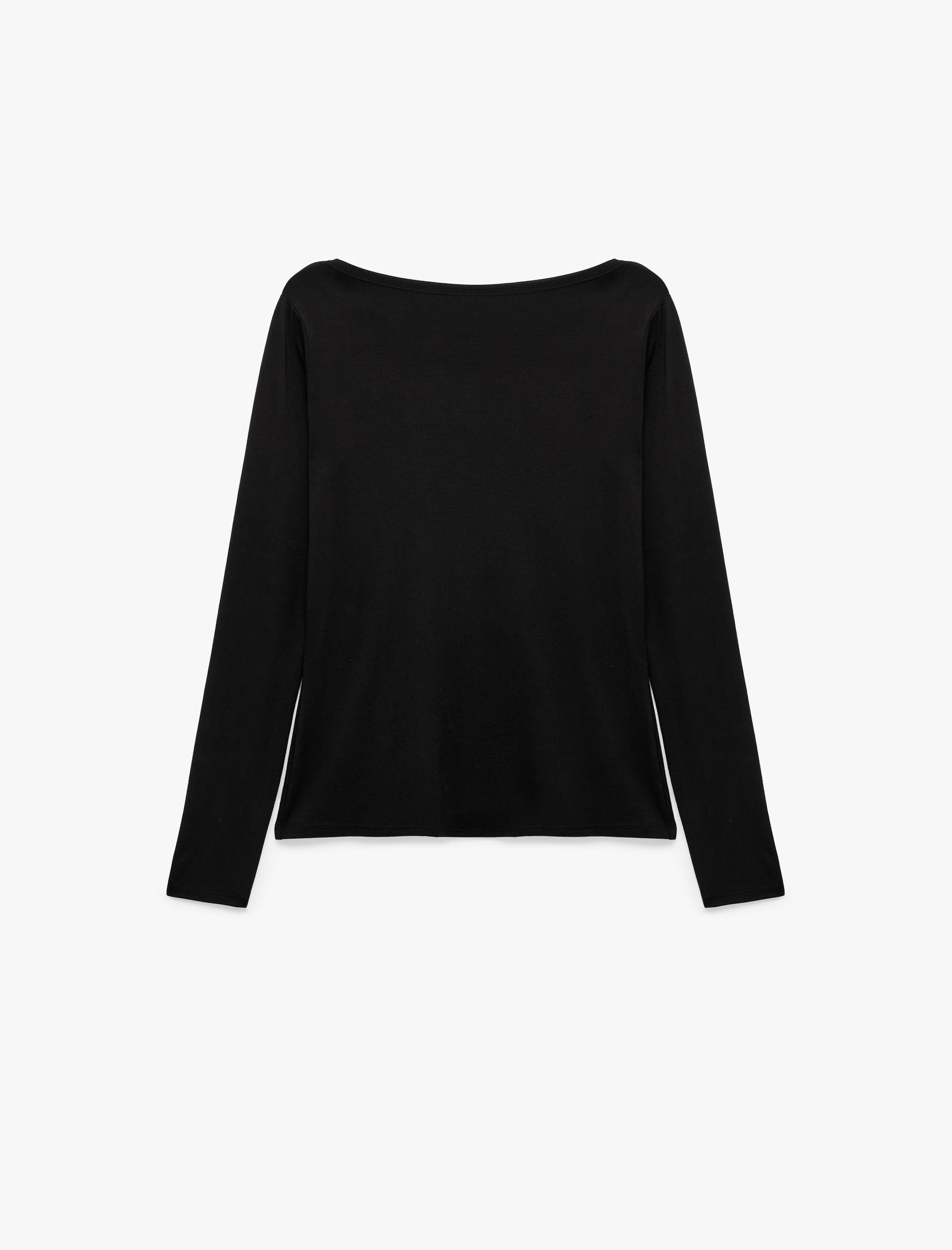   Viskon Slim Fit Sırt Detaylı Bisiklet Yaka Uzun Kollu Bluz