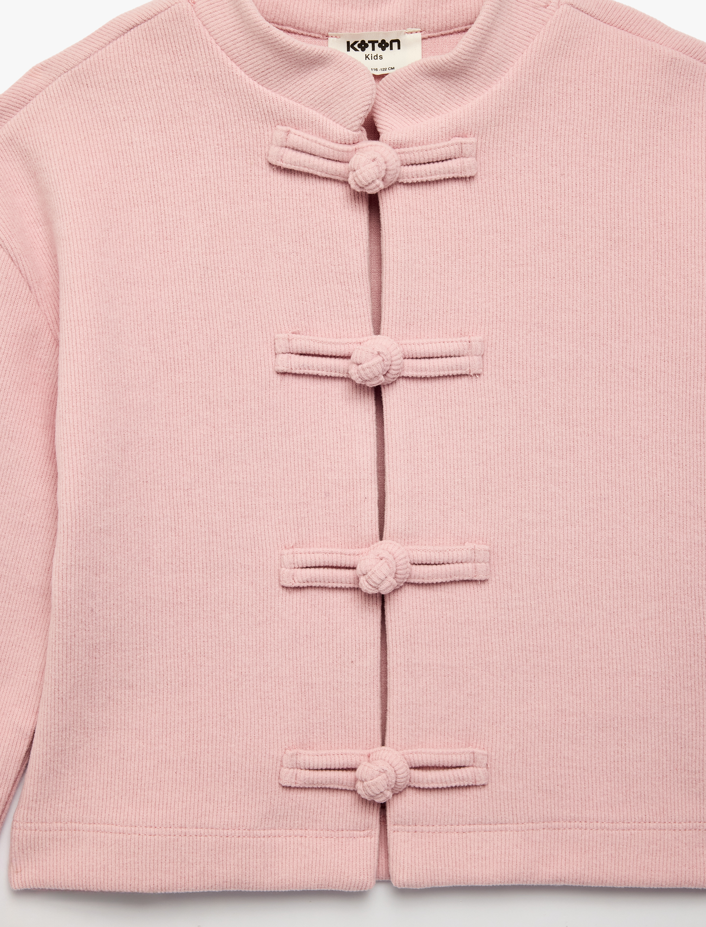  Kız Çocuk Süslü Düğmeli Uzun Kollu Mandarin Yaka Sweatshirt