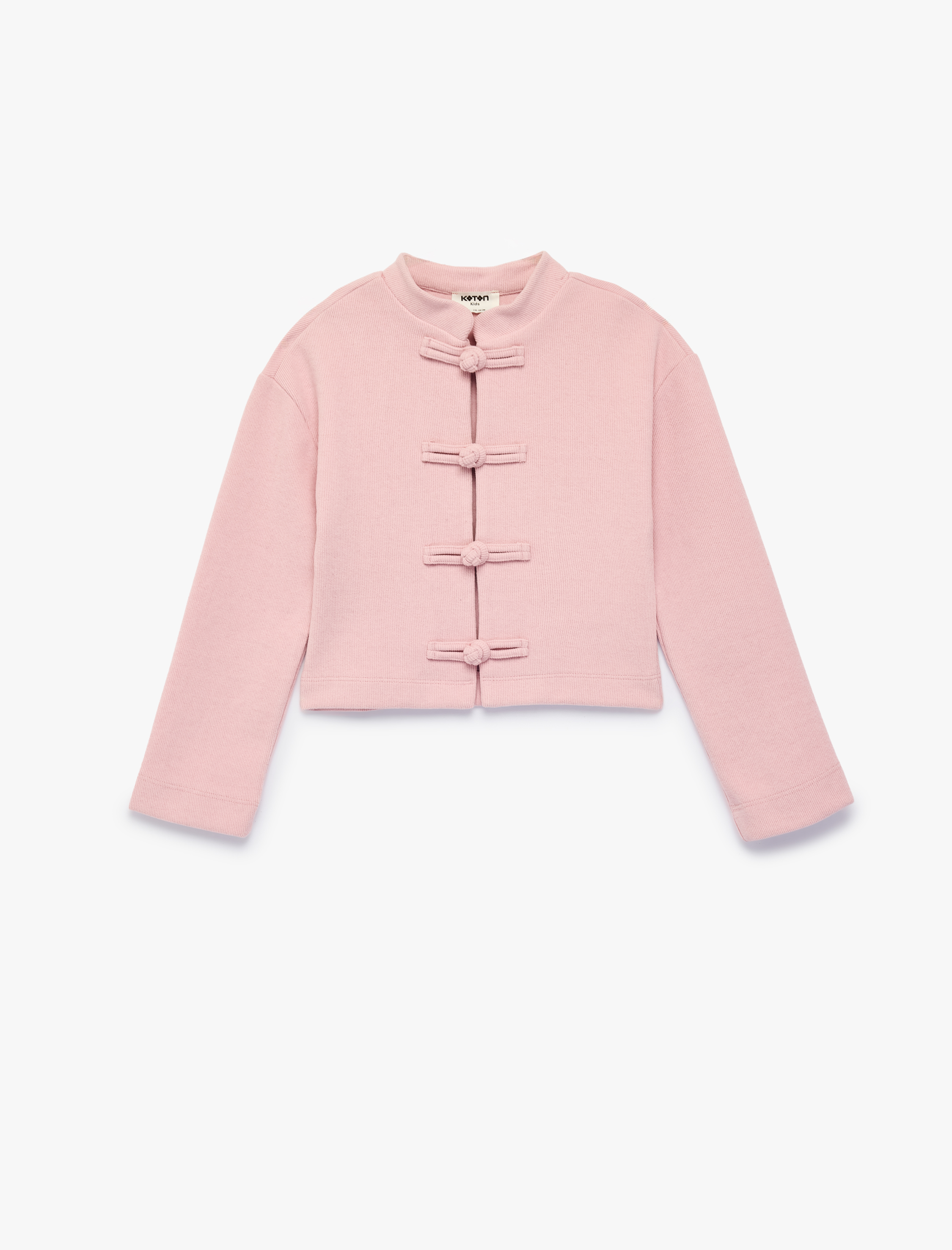  Kız Çocuk Süslü Düğmeli Uzun Kollu Mandarin Yaka Sweatshirt