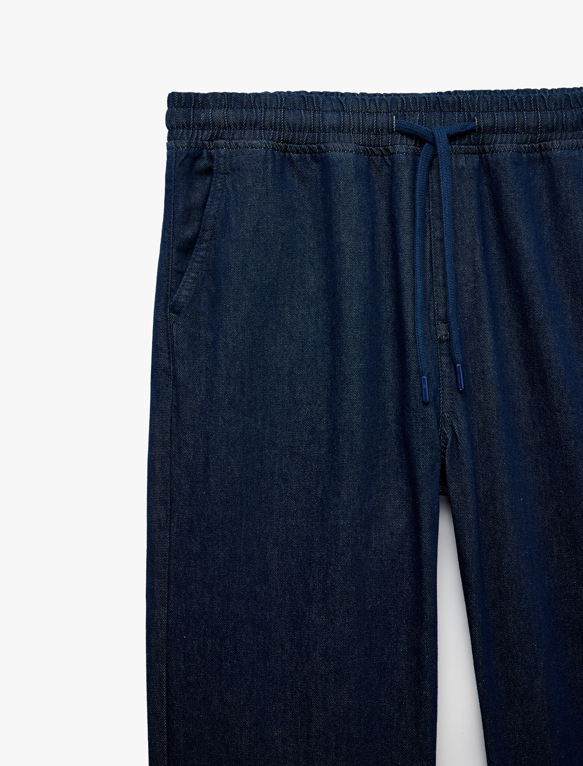   Cepli Pamuklu Beli Bağcıklı Rahat Kalıp Jogger Jean Pantolon