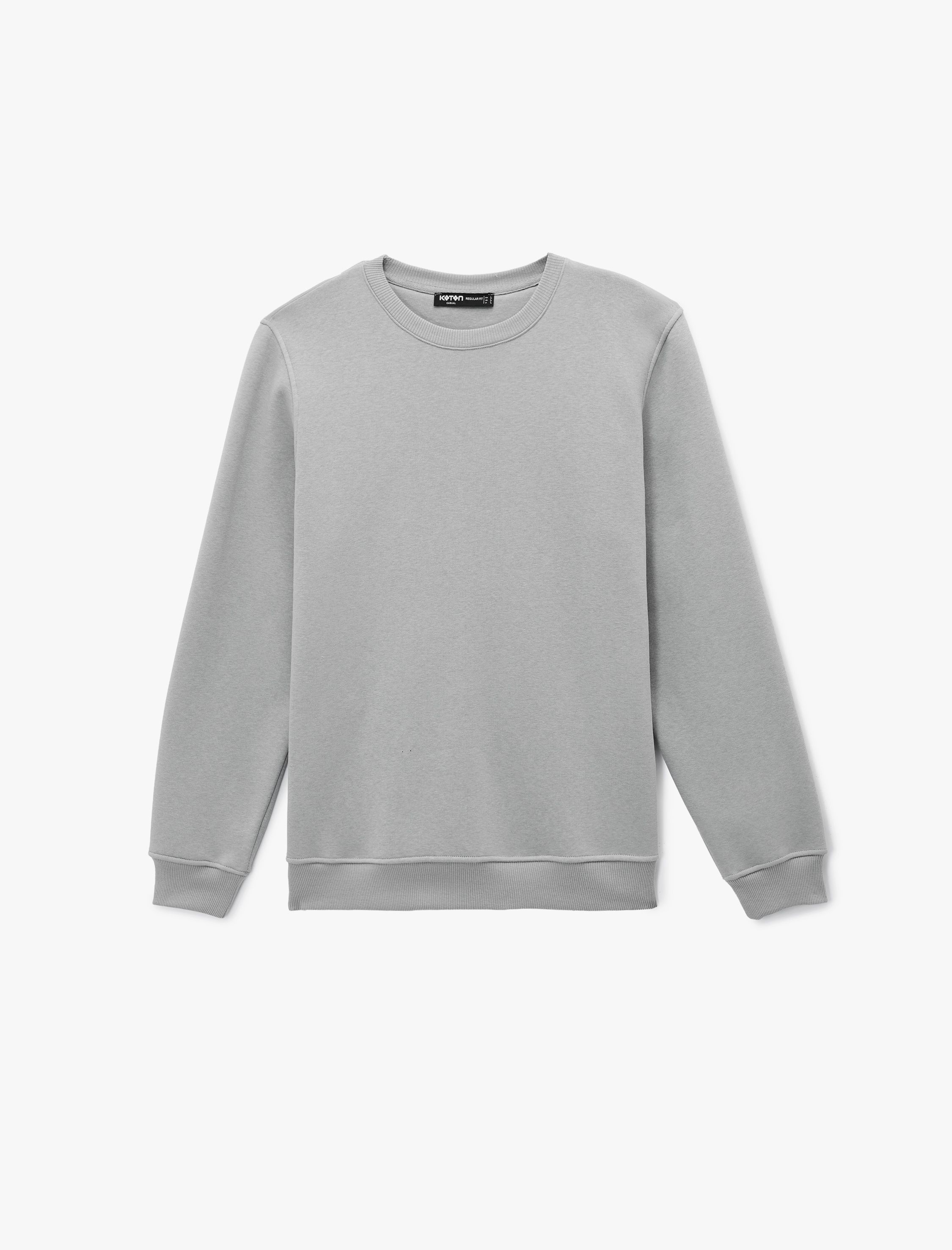   Pamuklu Uzun Kollu Şardonlu Bisiklet Yaka Erkek Basic Sweatshirt