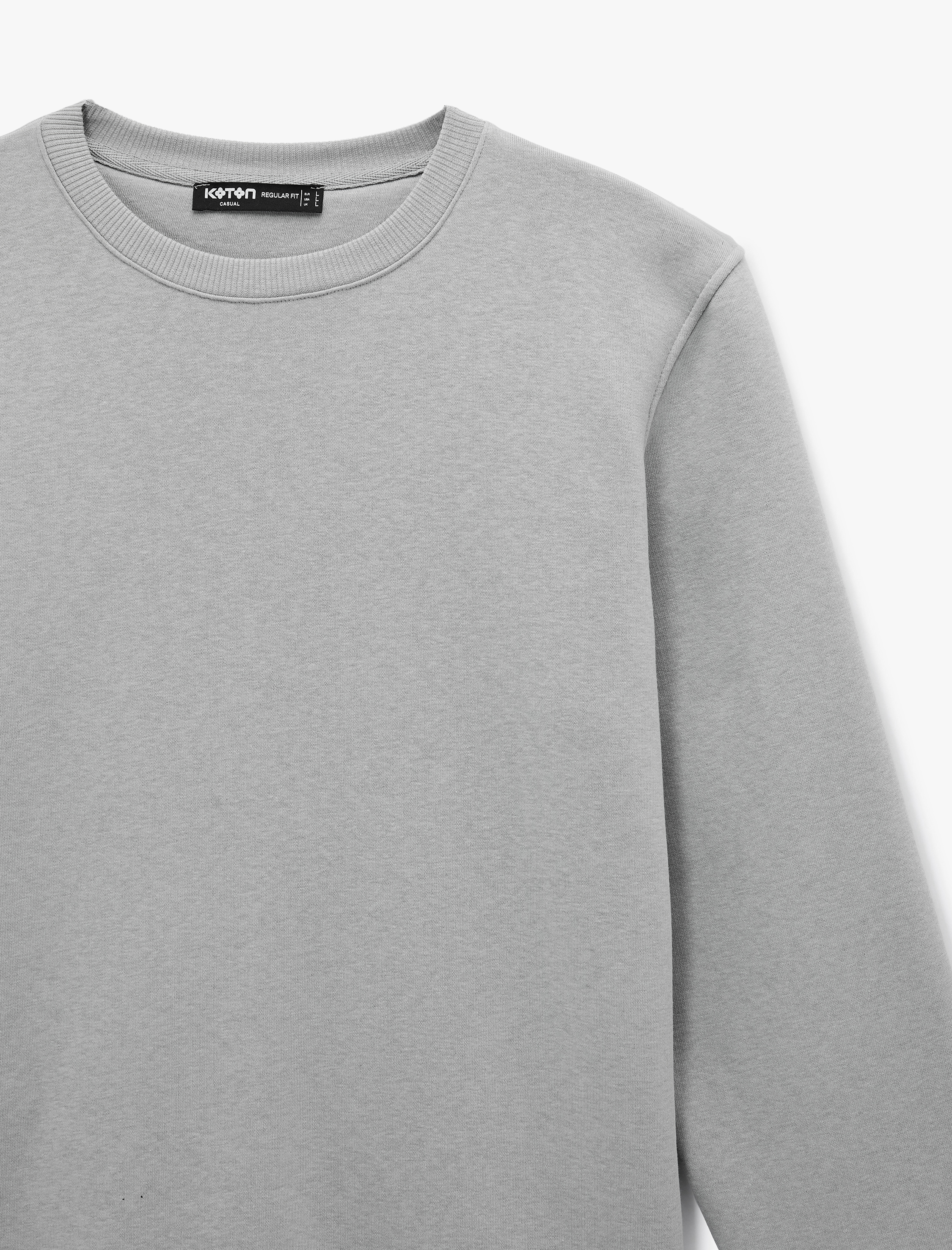   Pamuklu Uzun Kollu Şardonlu Bisiklet Yaka Erkek Basic Sweatshirt