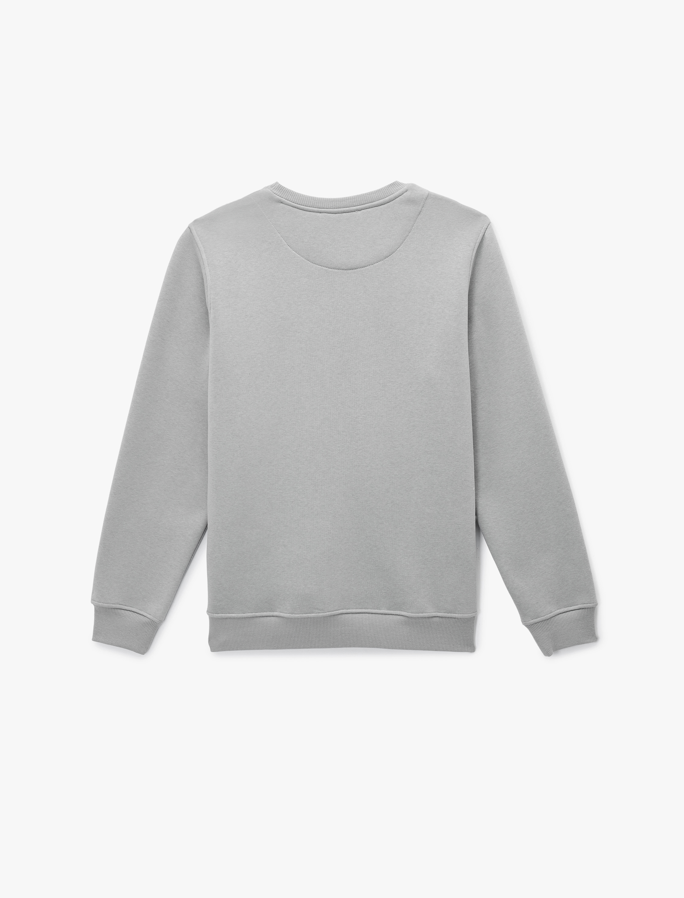   Pamuklu Uzun Kollu Şardonlu Bisiklet Yaka Erkek Basic Sweatshirt