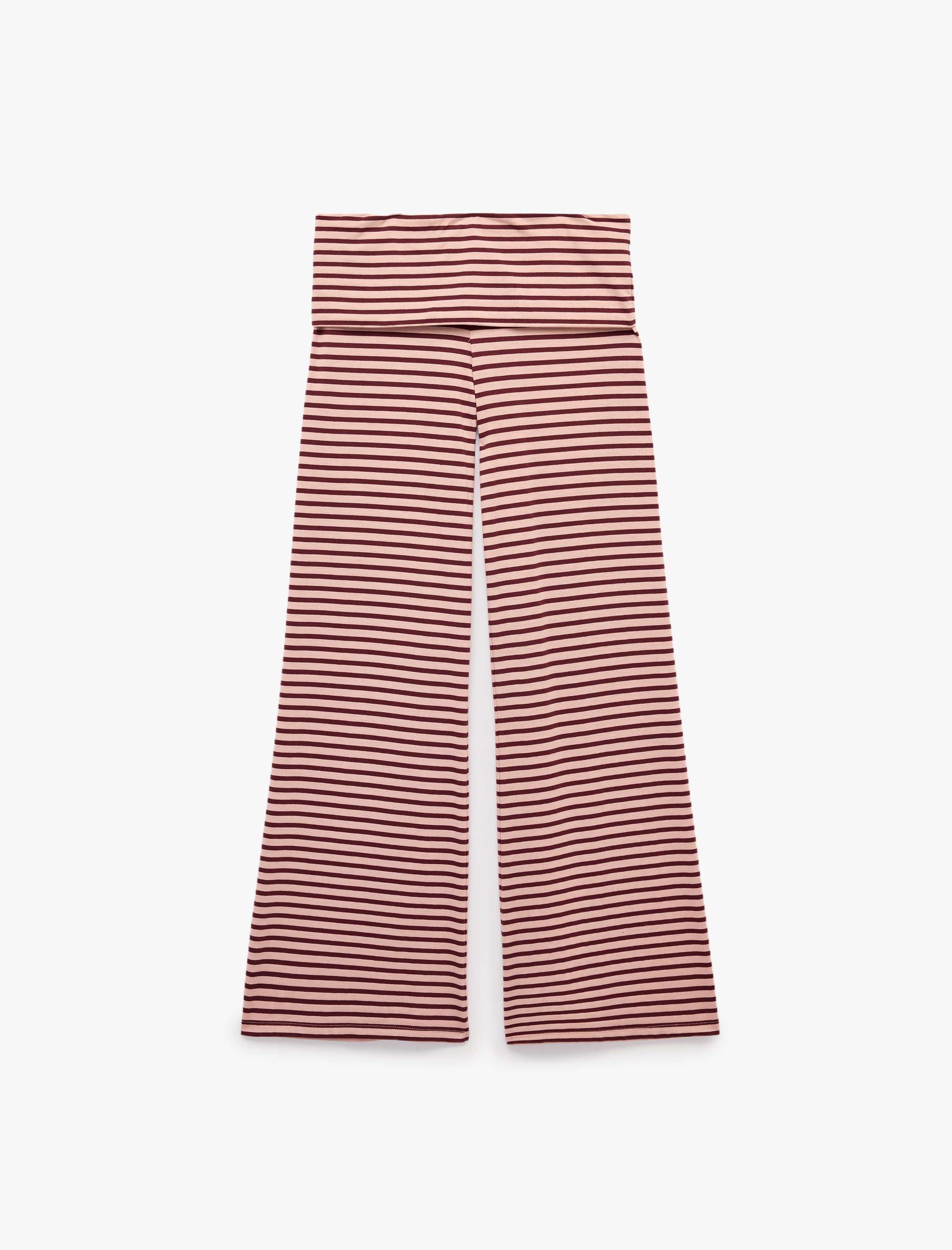  Rahat Kesim Beli Bağcıklı Çizgili Pijama Altı
