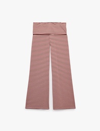Rahat Kesim Beli Bağcıklı Çizgili Pijama Altı