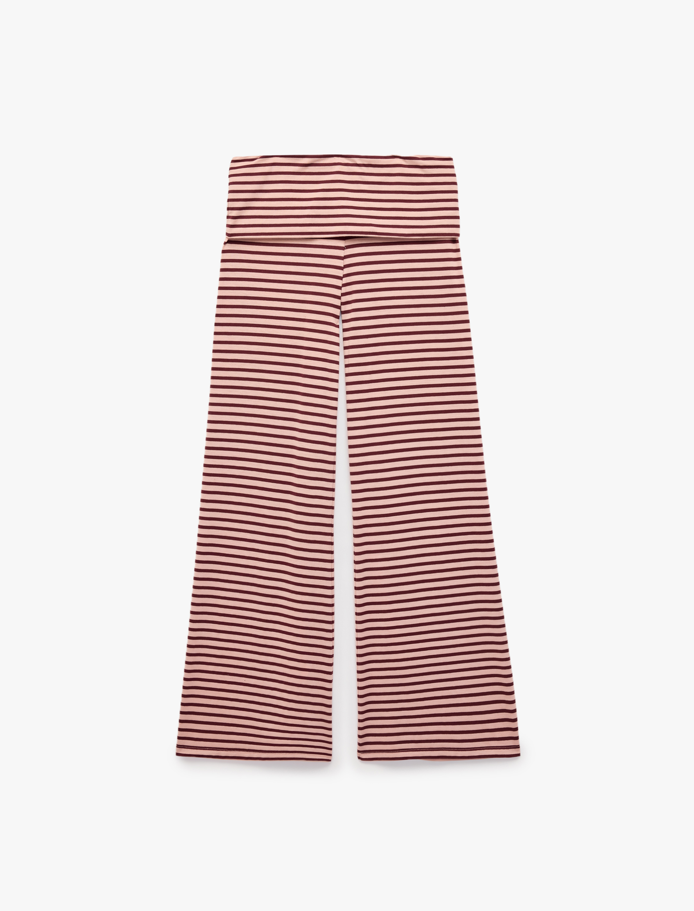   Rahat Kesim Beli Bağcıklı Çizgili Pijama Altı