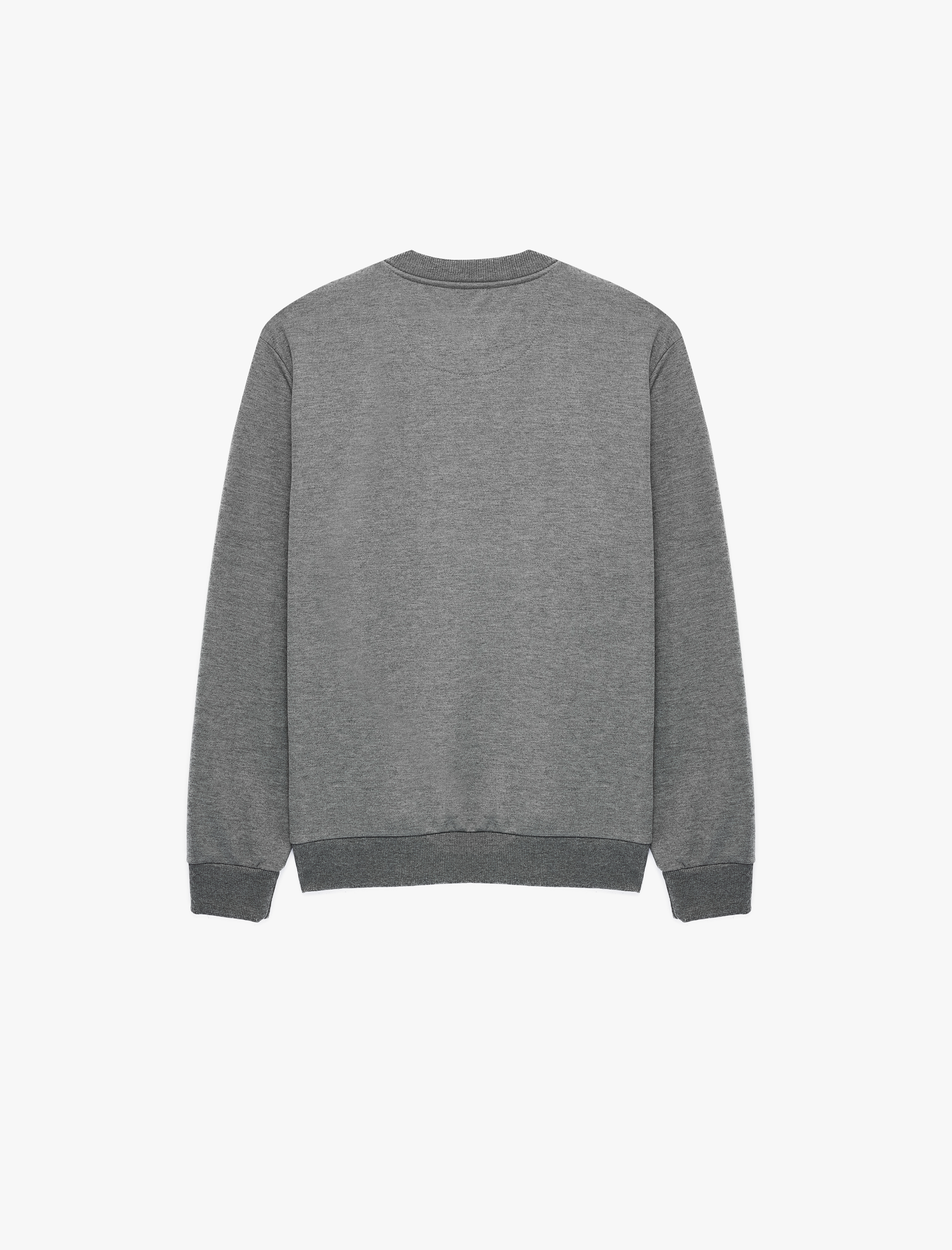   Uzun Kollu Süslü Kapamalı Üç İplik Şardonlu Bisiklet Yaka Sweatshirt
