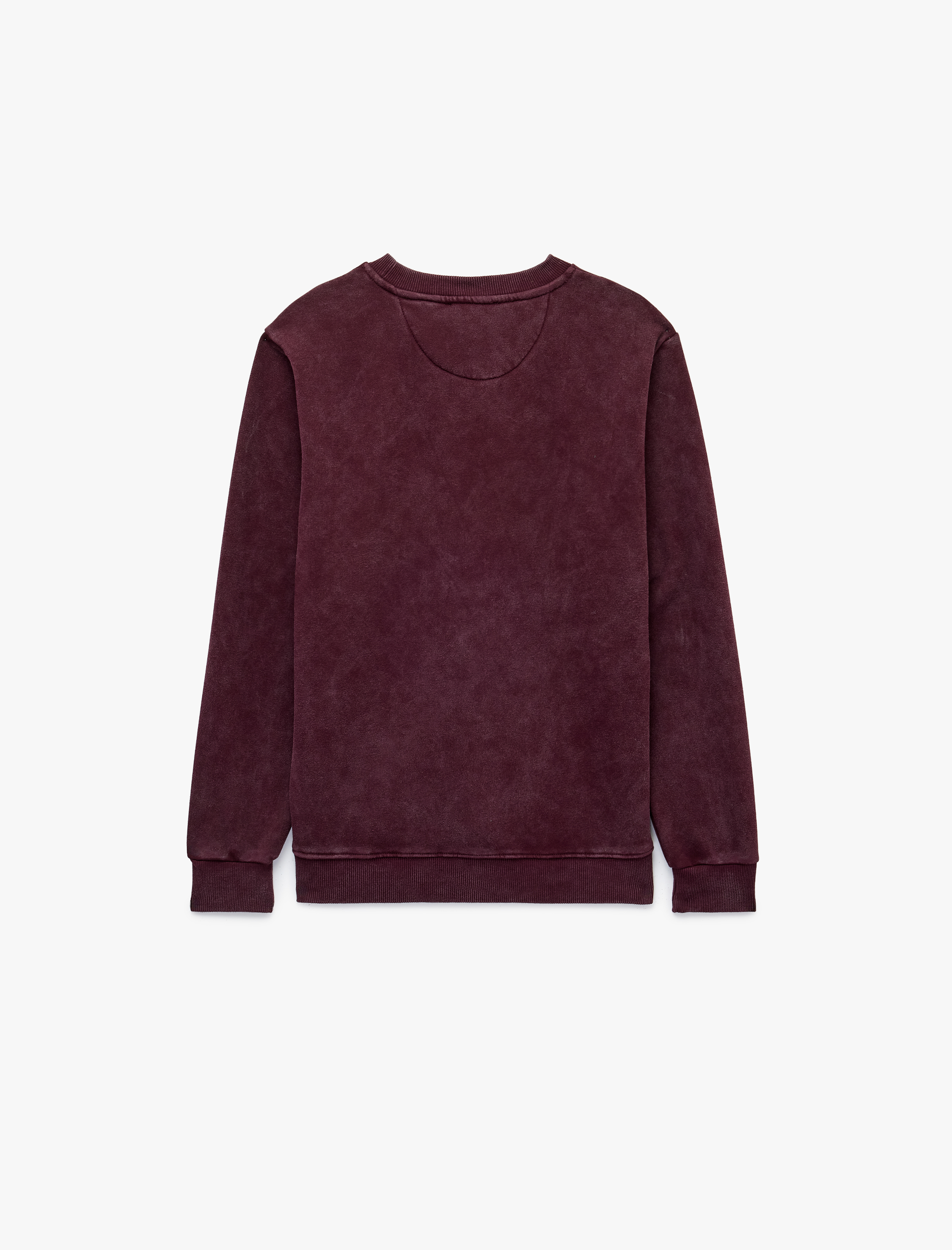   Üç İplik Şardonlu Uzun Kollu Yıkamalı Bisiklet Yaka Baskılı Sweatshirt