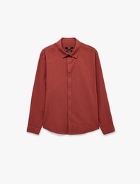 Regular Fit Pamuklu Klasik Yaka Uzun Kollu Gömlek