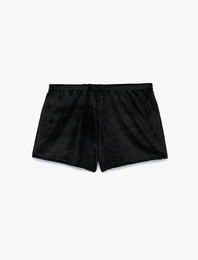 Beli Lastikli Rahat Kesim Simli Kadife Şort Pijama Altı