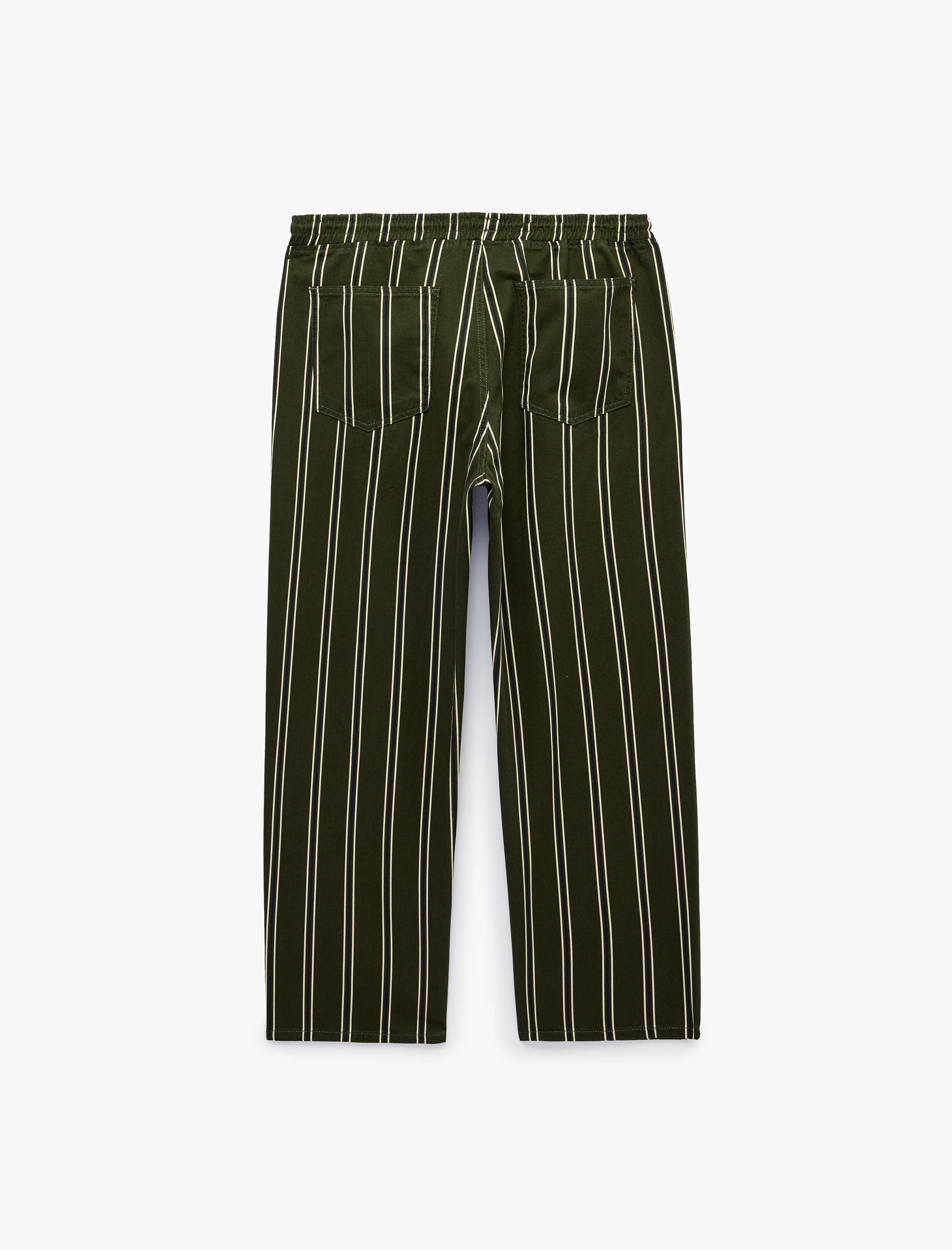   Regular Fit Pamuklu Cepli Çizgili Beli Bağcıklı Jogger Jean Pantolon