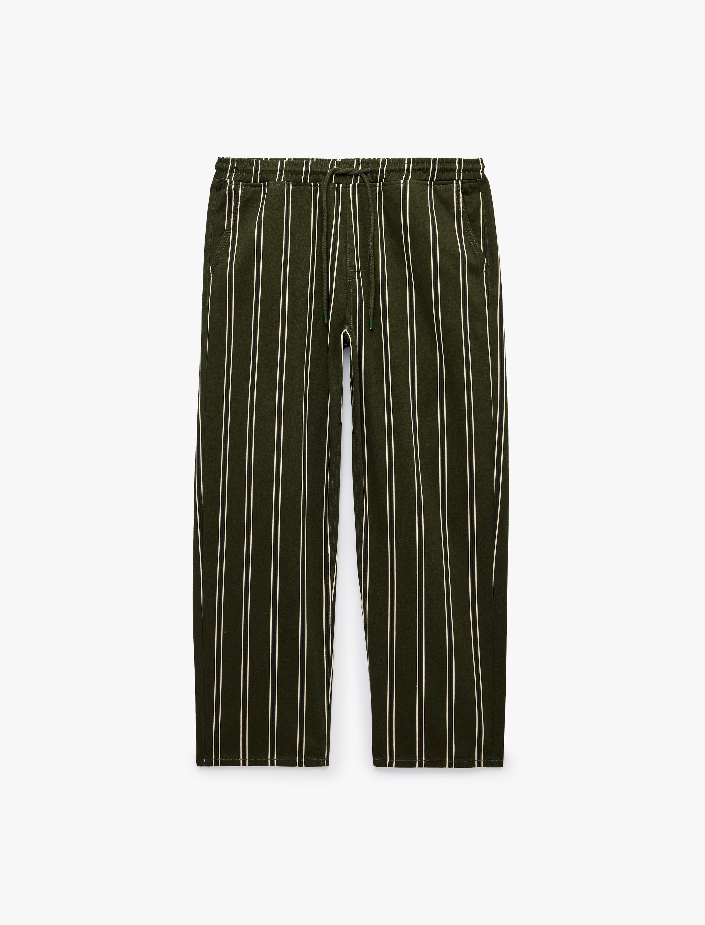   Regular Fit Pamuklu Cepli Çizgili Beli Bağcıklı Jogger Jean Pantolon