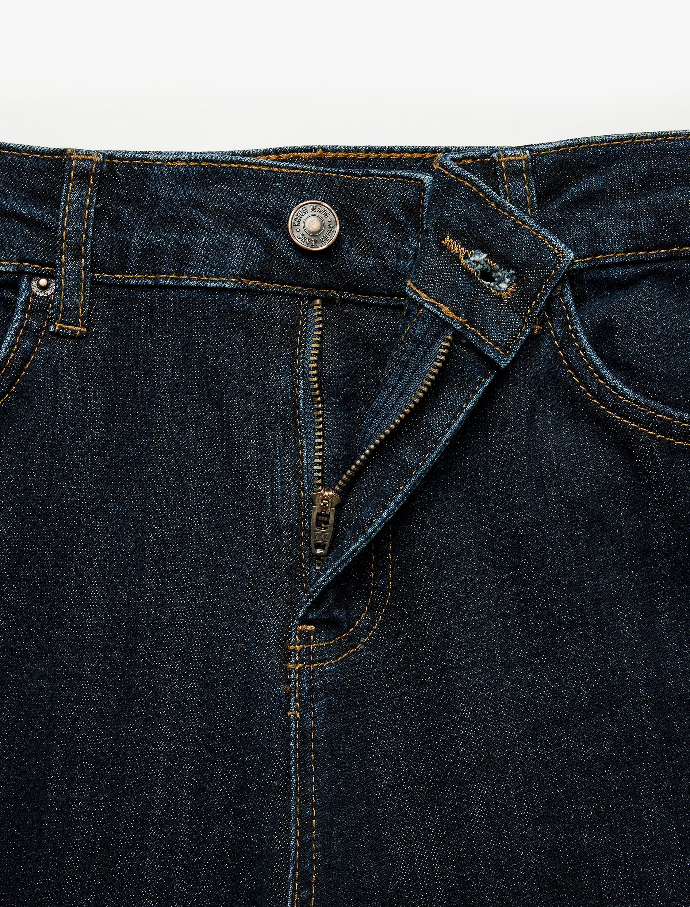   Pamuklu Dar Kesim Düğmeli Cepli İspanyol Paça Denim Pantolon - Flare Jeans
