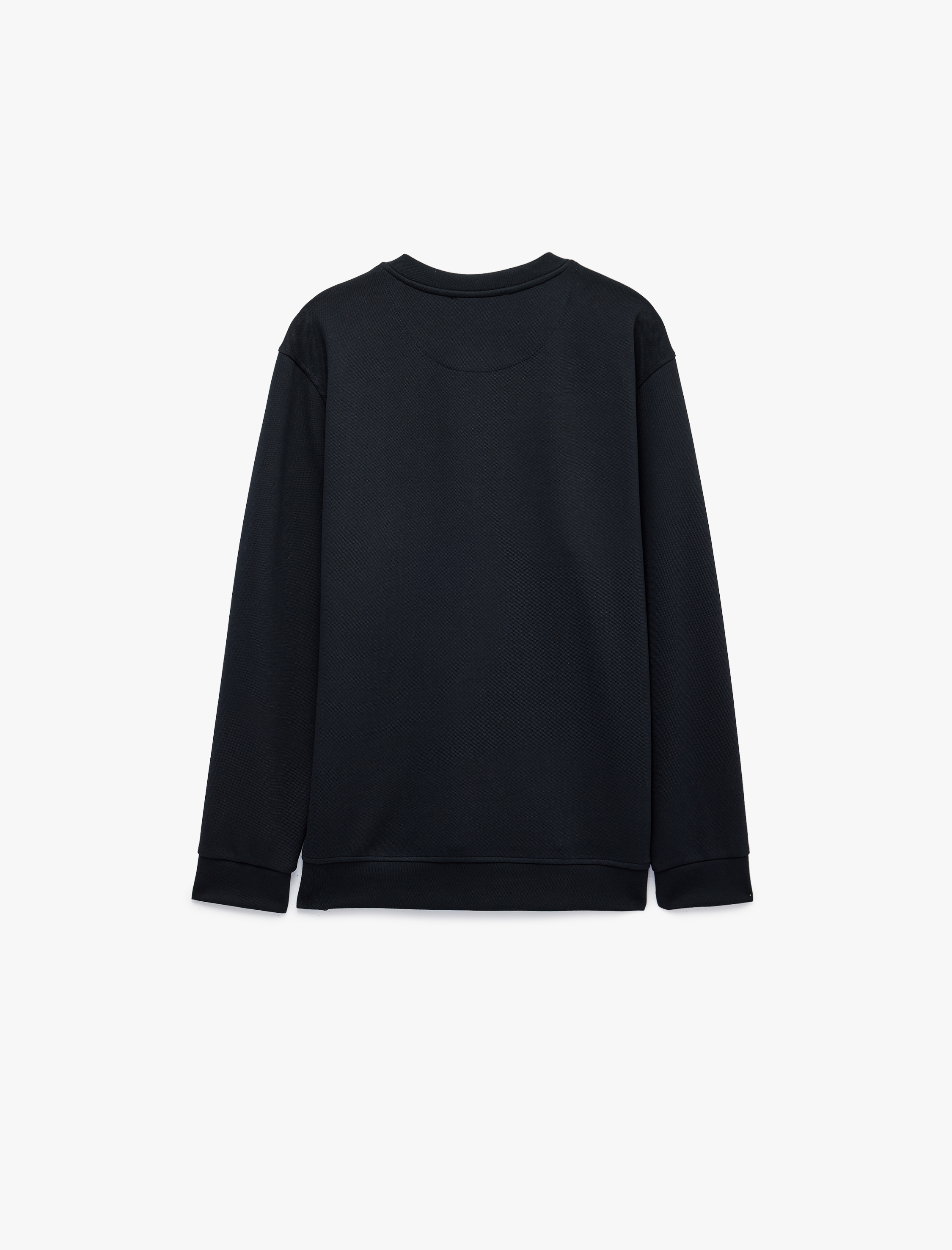   Uzun Kollu Pike Kumaş Düğmeli Henley Yaka Sweatshirt