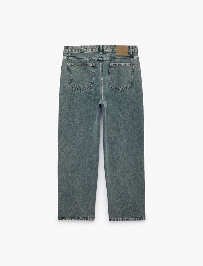  Cepli Rahat Kesim Pamuklu Baggy Jean Pantolon