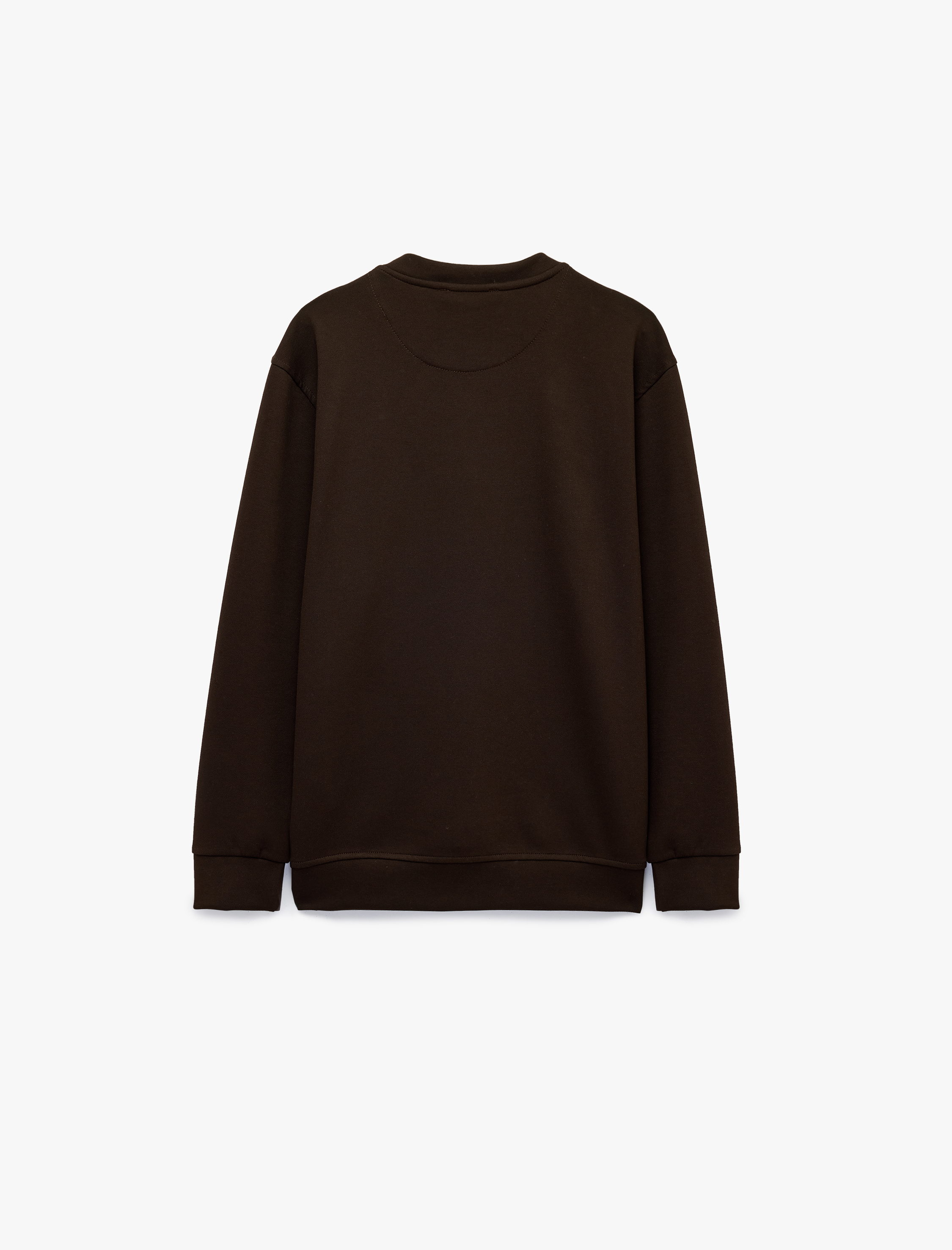   Uzun Kollu Pike Kumaş Düğmeli Henley Yaka Sweatshirt