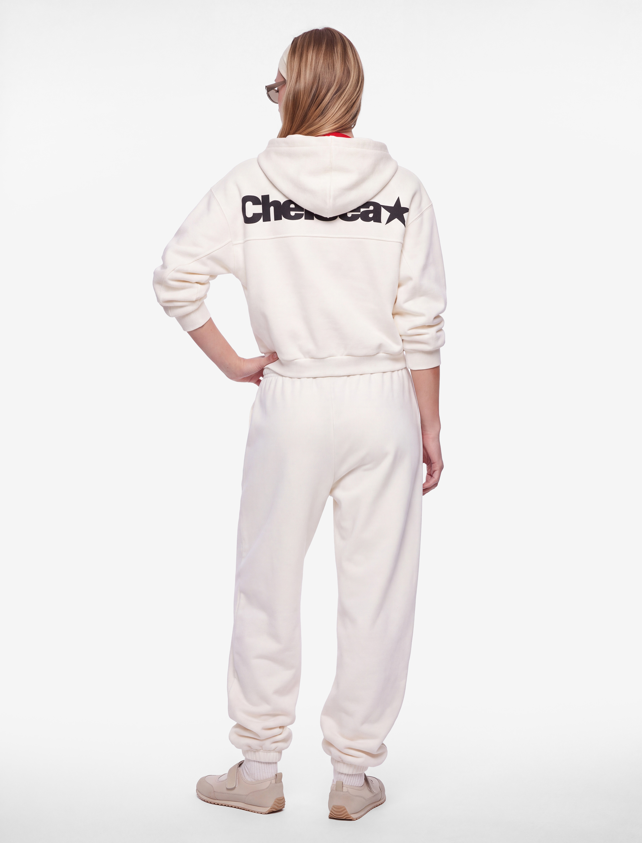   Şardonlu Arkası Baskılı Cepli Simli Kapüşonlu Fermuarlı Crop Dansçı Sweatshirt