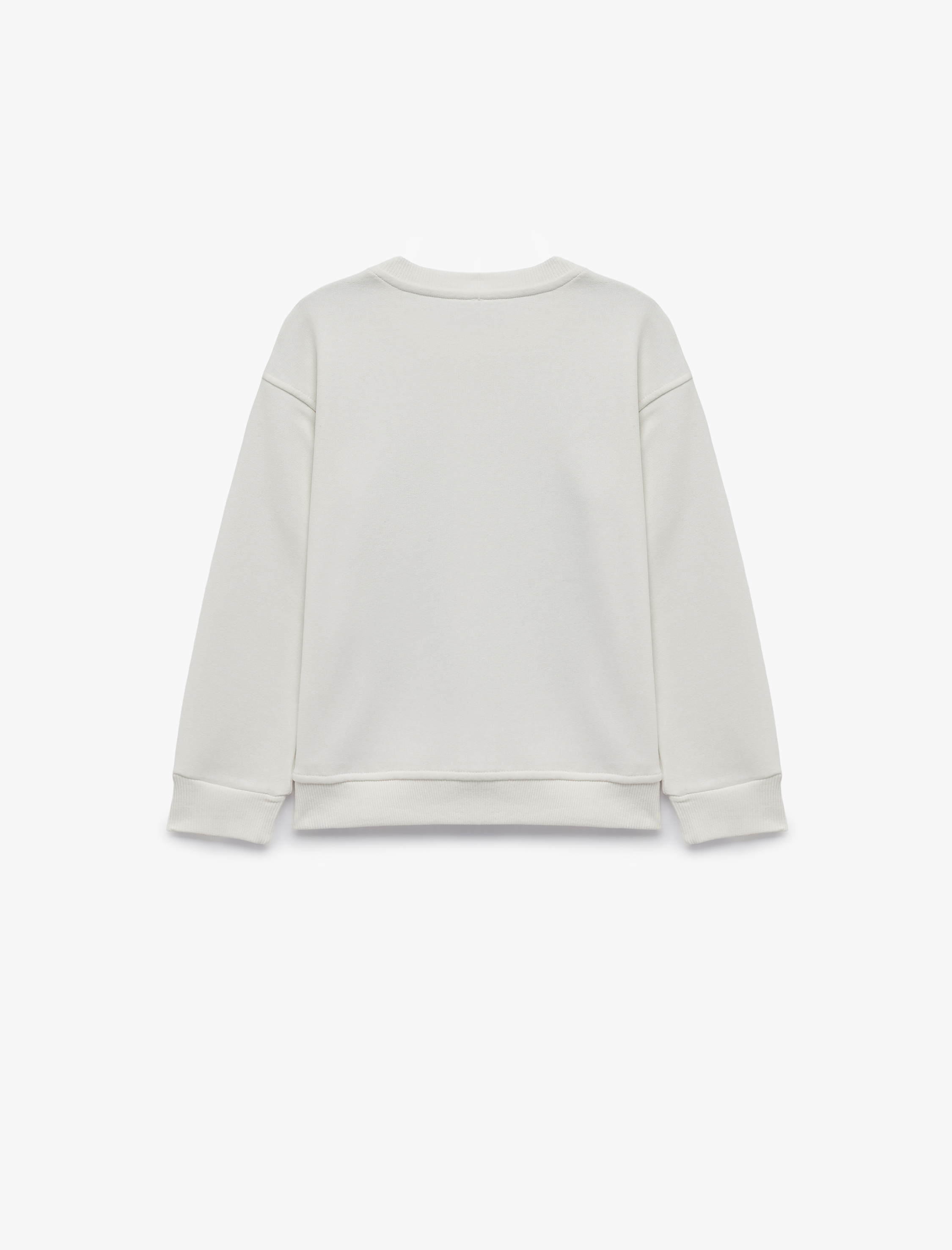  Kız Çocuk Fiyonklu Bisiklet Yaka Uzun Kollu Baskılı Oversize Sweatshirt