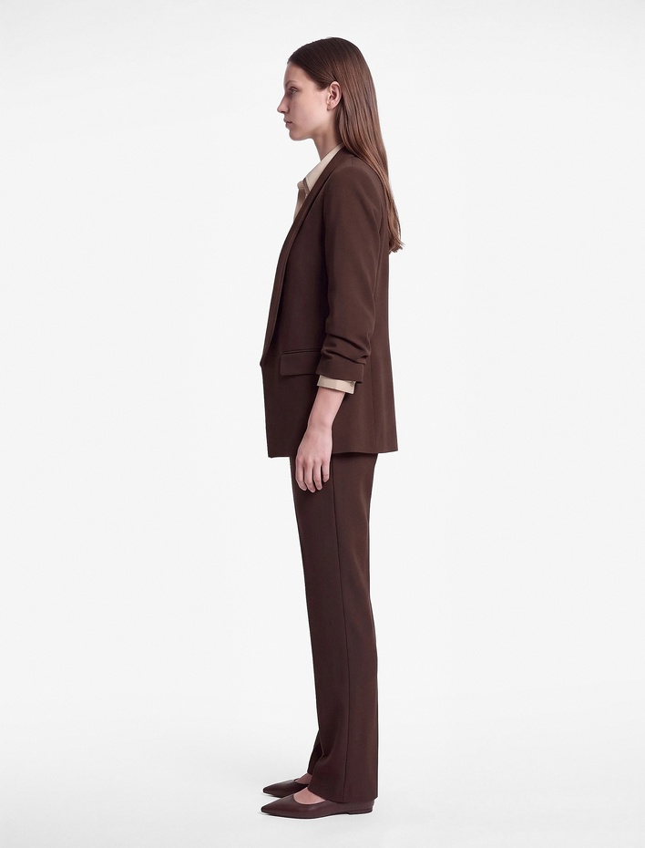  Krep Kumaş Şal Yaka 3/4 Kollu Blazer Ceket