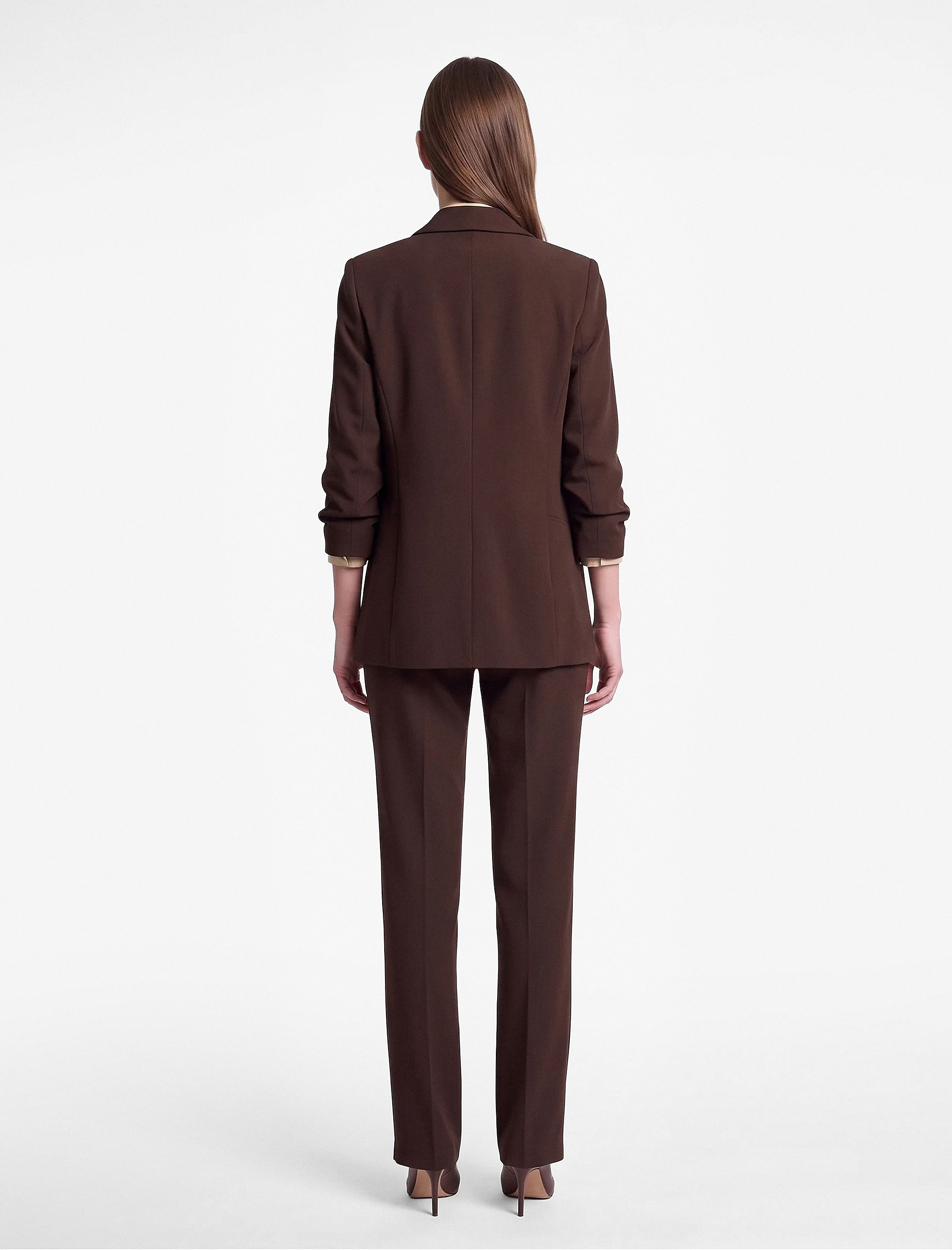   Krep Kumaş Şal Yaka 3/4 Kollu Blazer Ceket