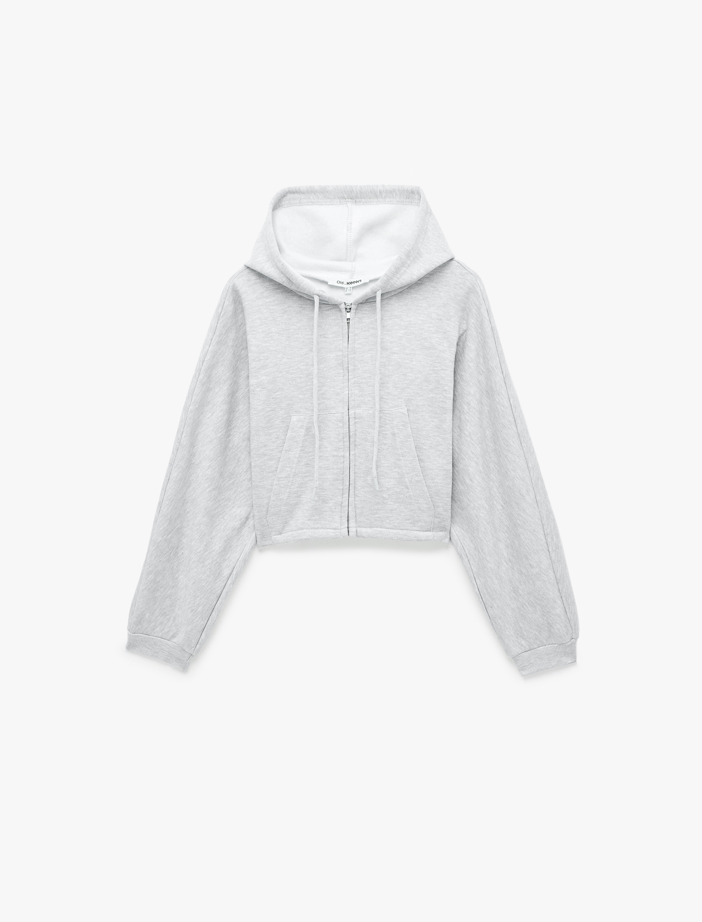   Simli Kapüşonlu Şardonlu Arkası Baskılı Crop Dansçı Sweatshirt