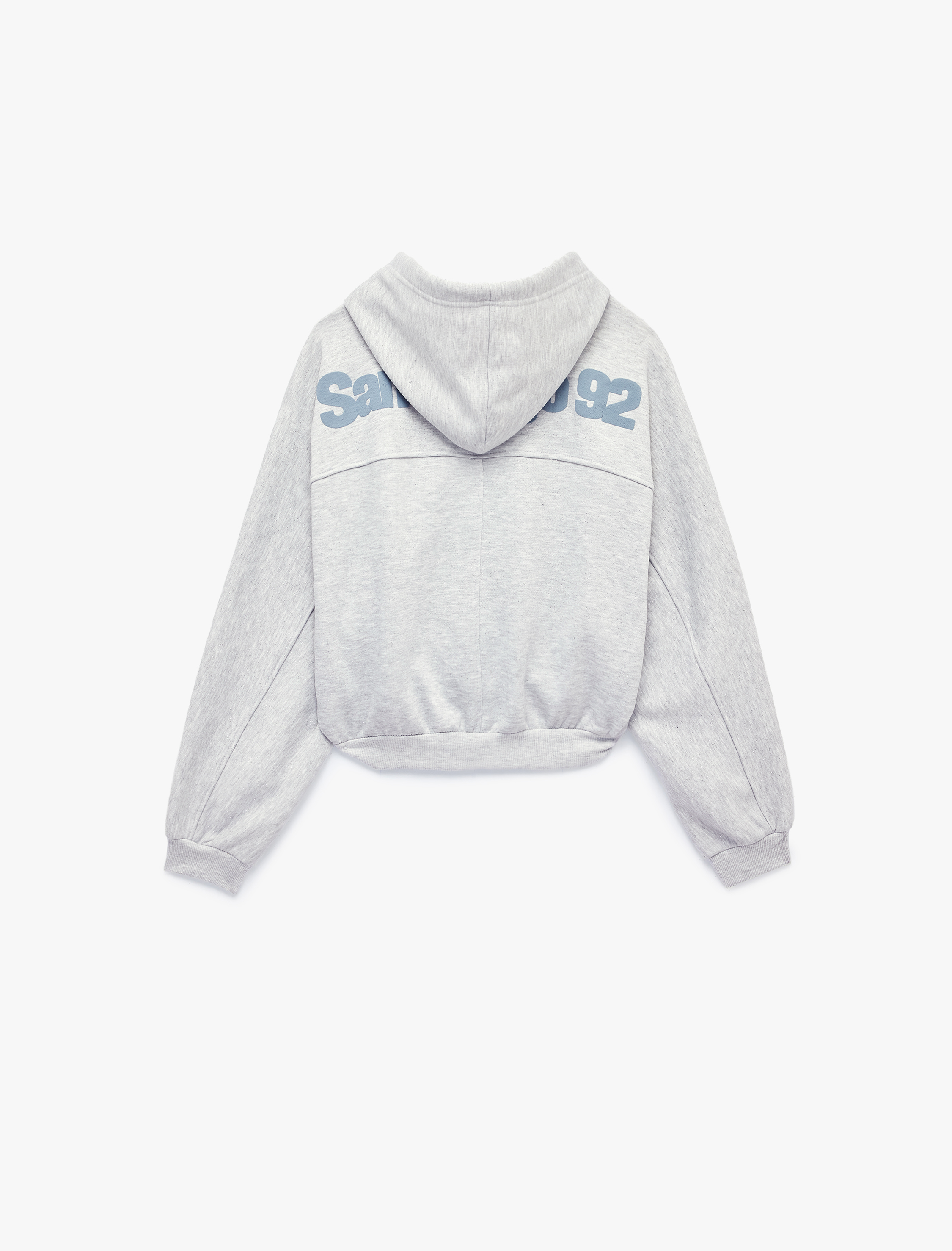   Simli Kapüşonlu Şardonlu Arkası Baskılı Crop Dansçı Sweatshirt