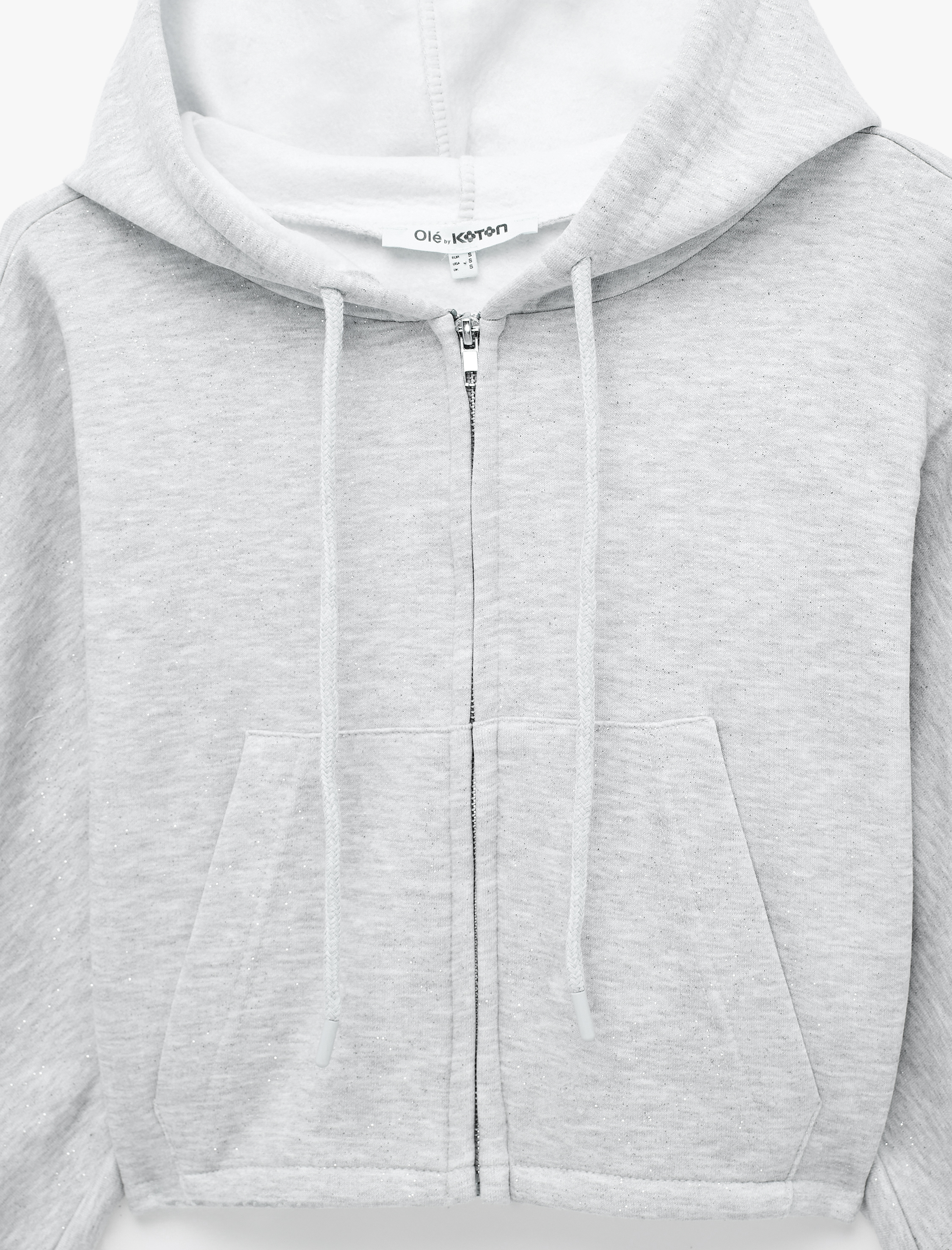   Simli Kapüşonlu Şardonlu Arkası Baskılı Crop Dansçı Sweatshirt