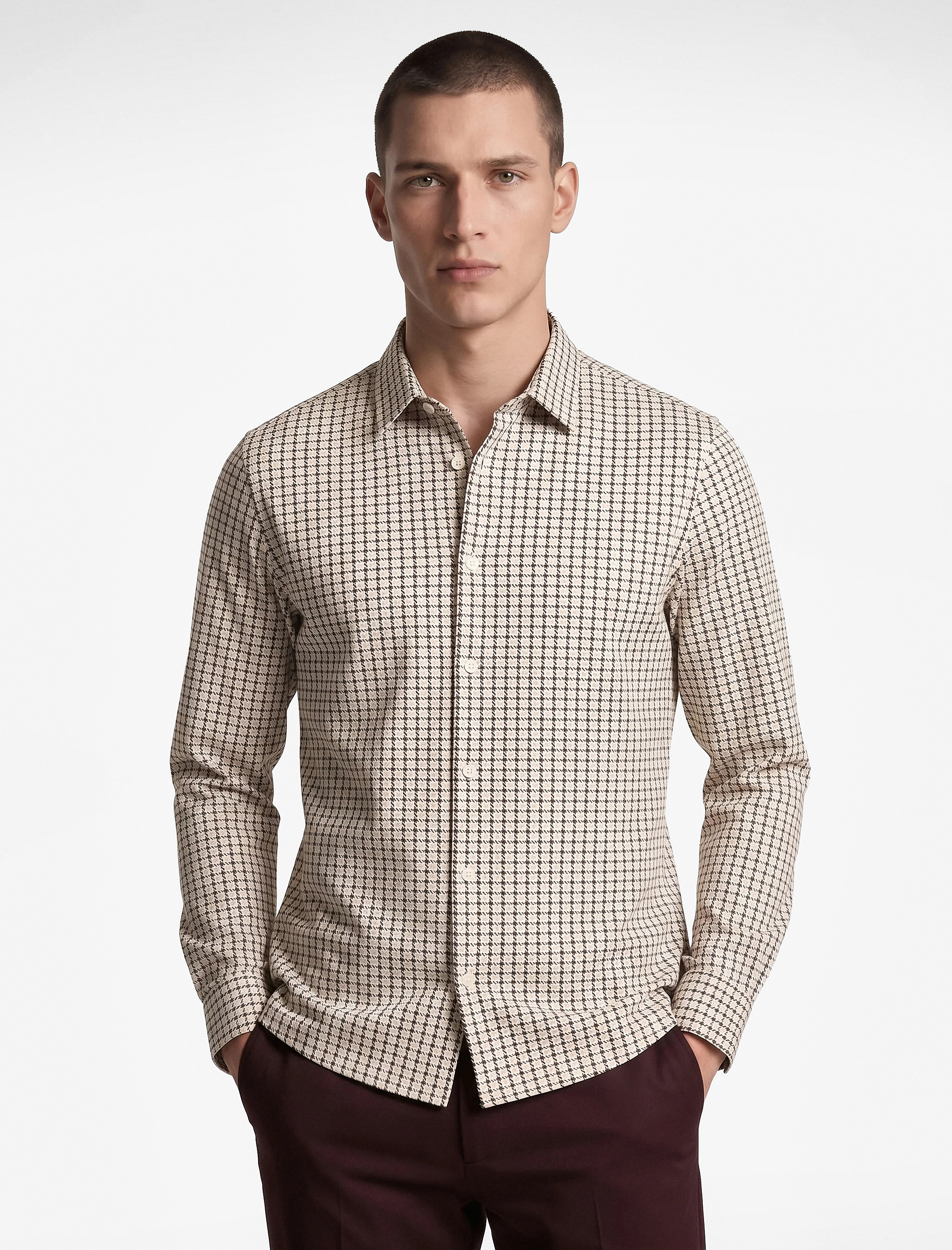   Regular Fit Klasik Yaka Uzun Kollu Kareli Poplin Gömlek