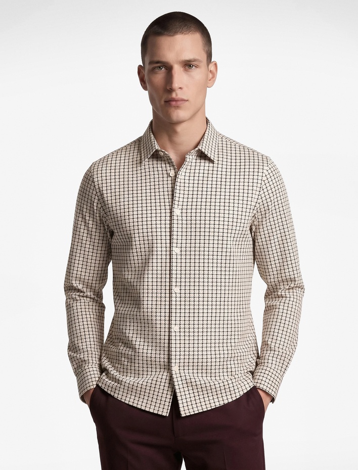  Regular Fit Klasik Yaka Uzun Kollu Kareli Poplin Gömlek