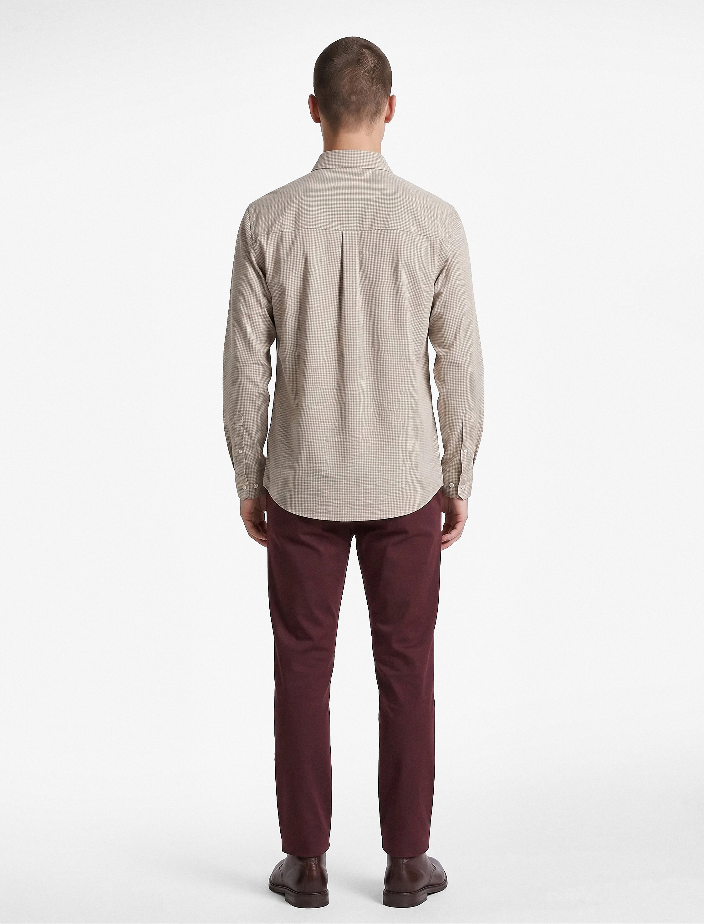   Regular Fit Klasik Yaka Uzun Kollu Kareli Poplin Gömlek