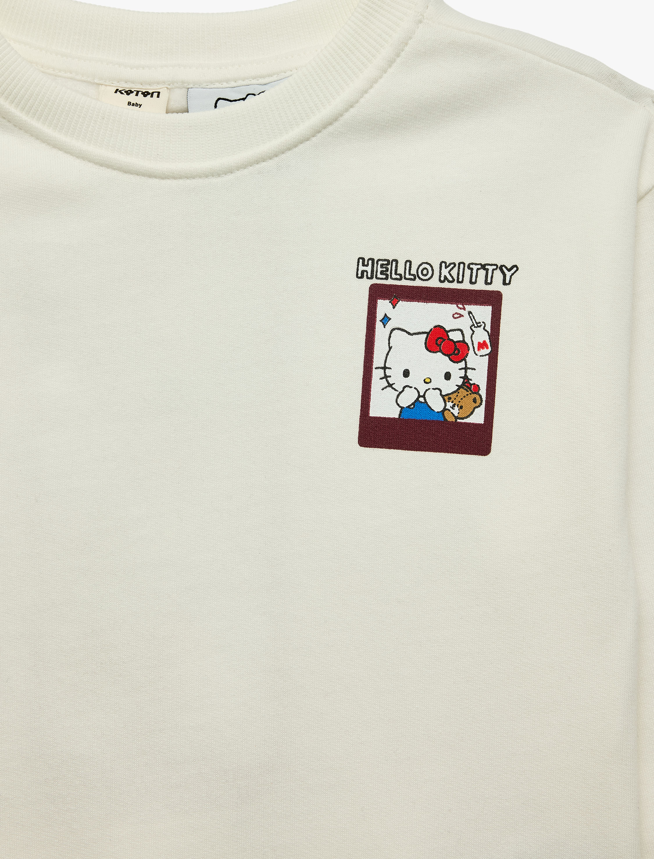  Kız Bebek Hello Kitty Baskılı Şardonlu Pamuklu Bisiklet Yaka Uzun Kollu Lisanslı Sweatshirt