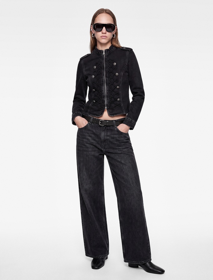  Kemerli Cepli Pamuklu Geniş Paça Jean Pantolon - Bianca Wide Leg Jeans