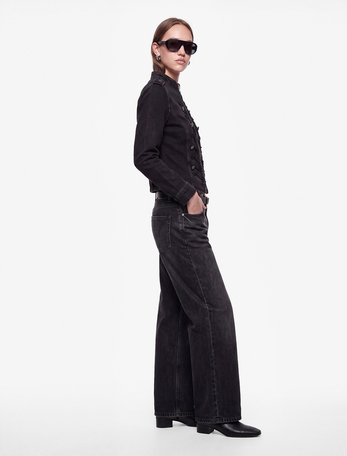  Kemerli Cepli Pamuklu Geniş Paça Jean Pantolon - Bianca Wide Leg Jeans