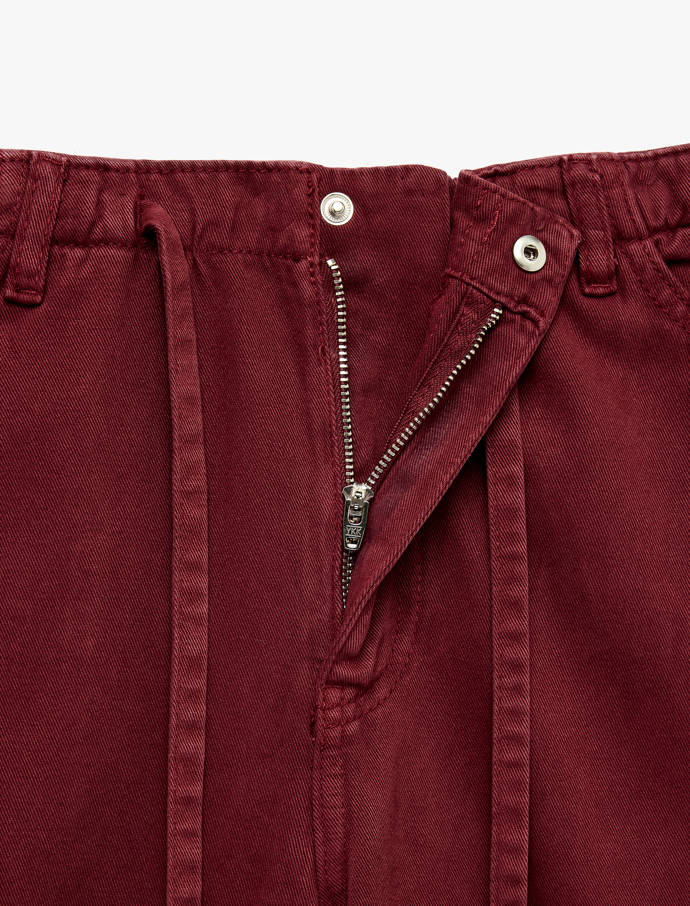   Pamuklu Bol Kalıp Çıtçıt Düğmeli Beli Bağcıklı Denim Pantolon  - Loose Fit Jeans