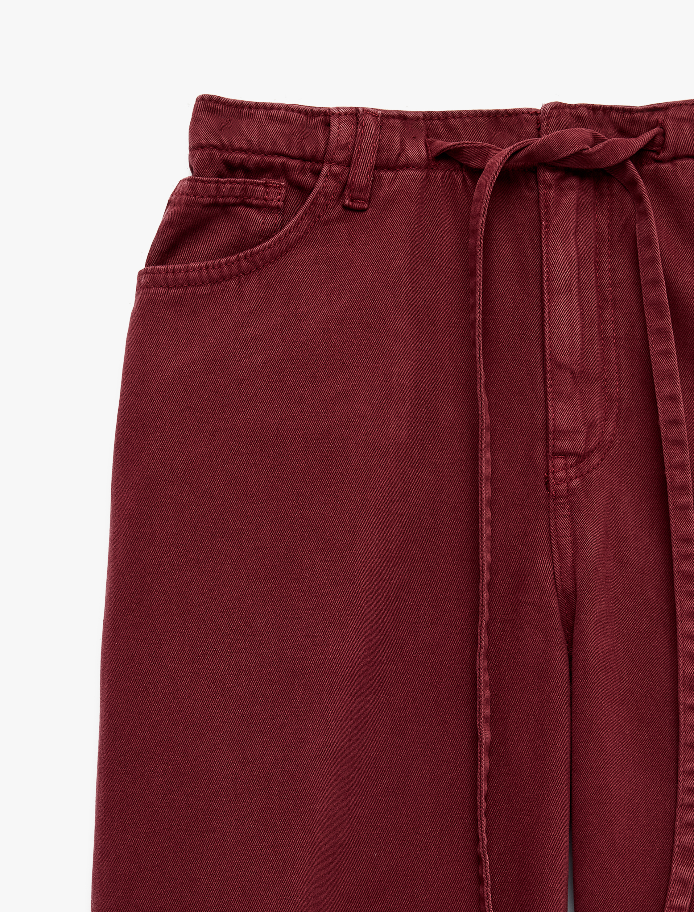   Pamuklu Bol Kalıp Çıtçıt Düğmeli Beli Bağcıklı Denim Pantolon  - Loose Fit Jeans