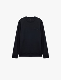 Üç İplik Şardonlu Bisiklet Yaka Uzun Kollu Baskılı Sweatshirt