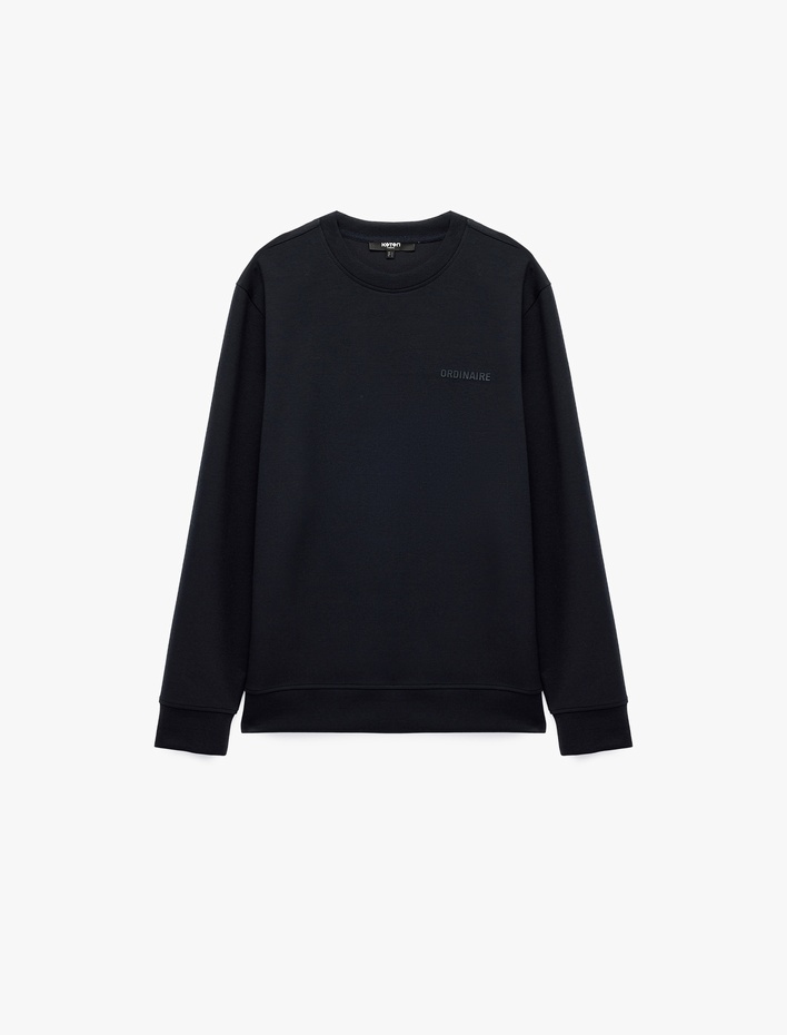  Üç İplik Şardonlu Bisiklet Yaka Uzun Kollu Baskılı Sweatshirt